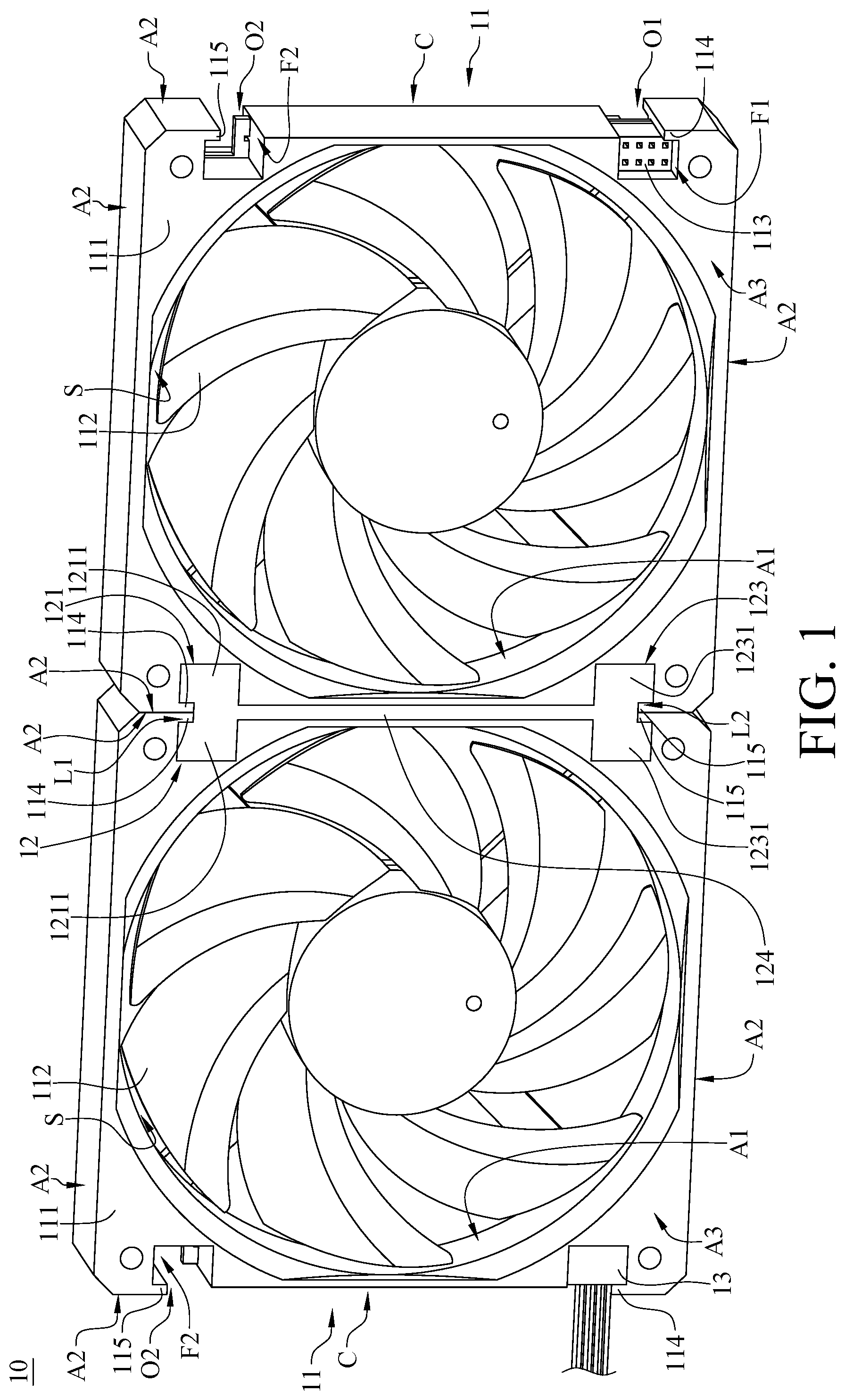 Patent US12410814 — Fan assembly, fan apparatus, and connector — Figure 1