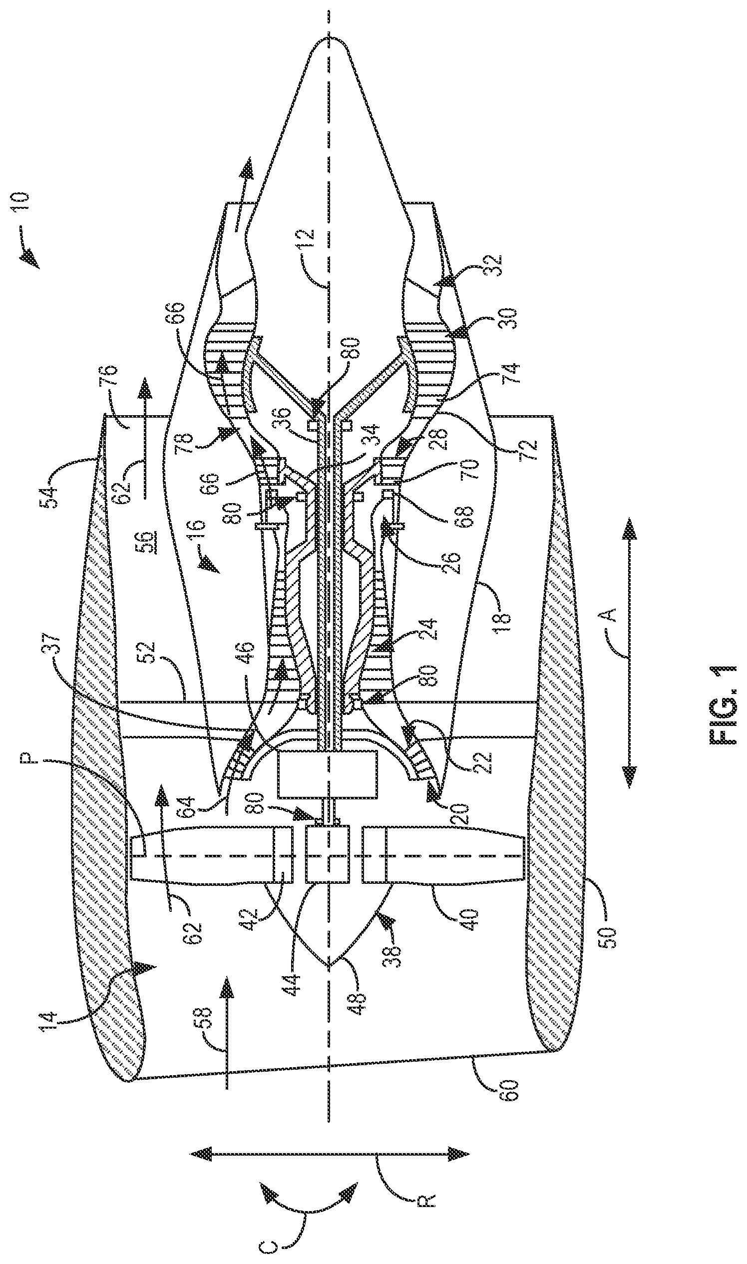 Patent US12410835 — Lubricant draining bearing assemblies — Figure 1