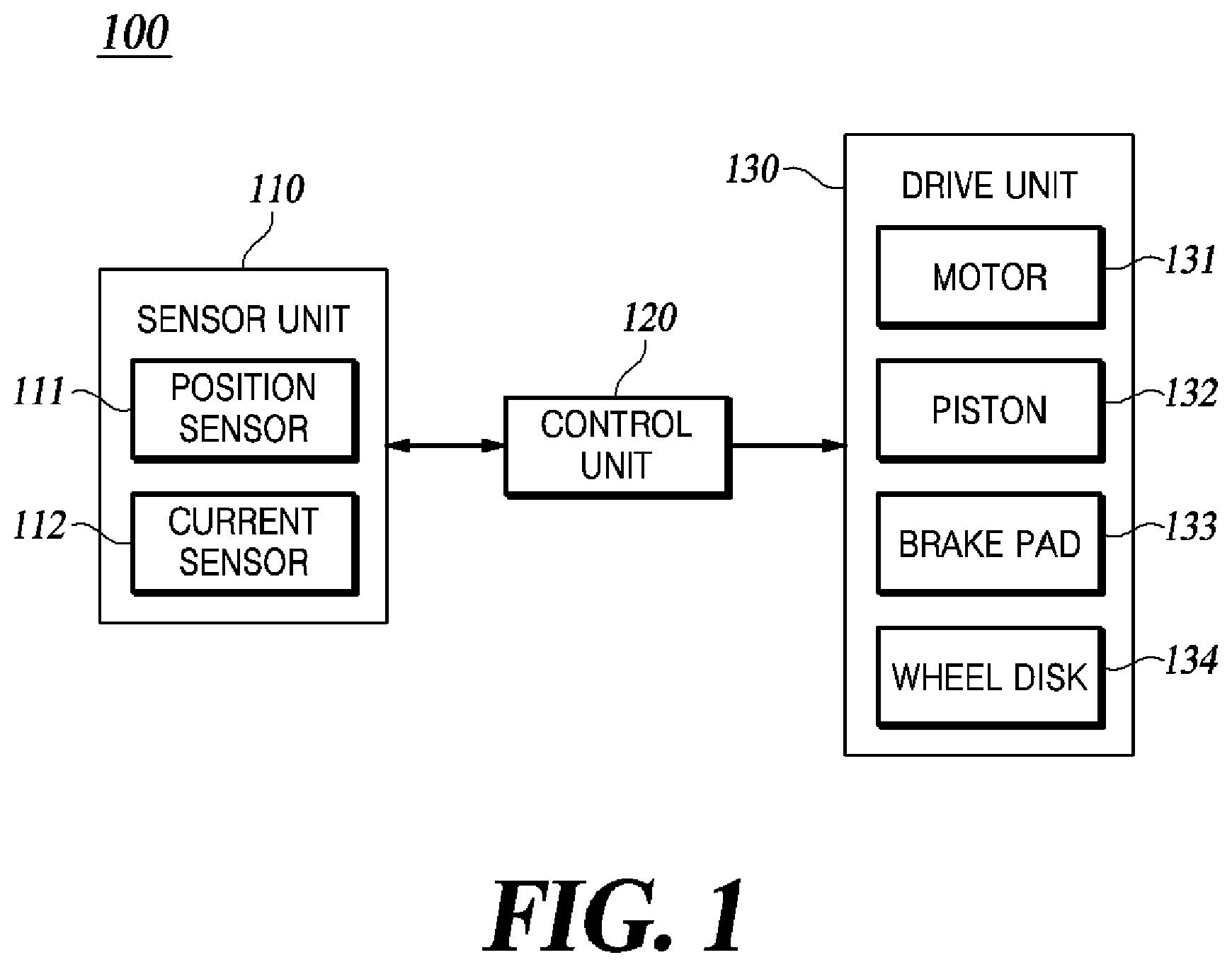 Patent US12410841 — Electromechanical brake and control method therefor — Figure 1
