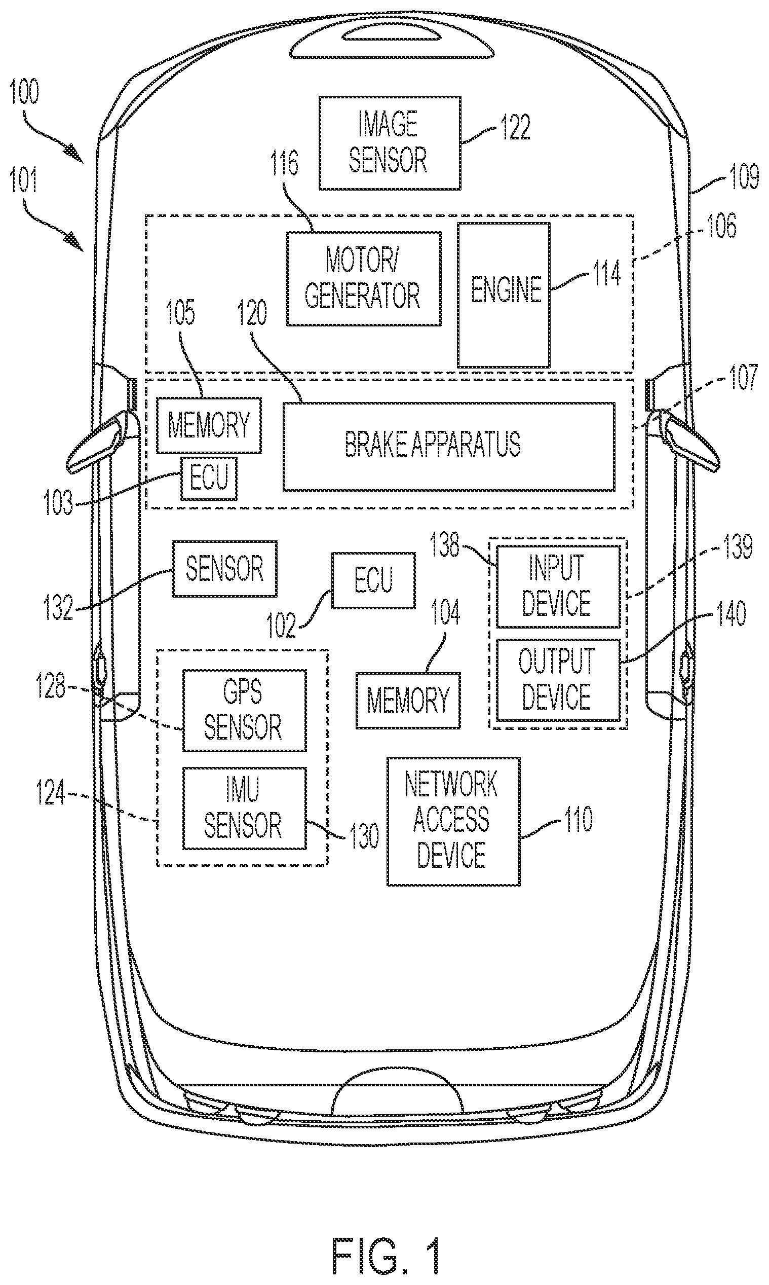 Patent US12410842 — Systems and methods for detecting excessive or uneven wear on a brake pad or a rotor of a vehicle — Figure 1