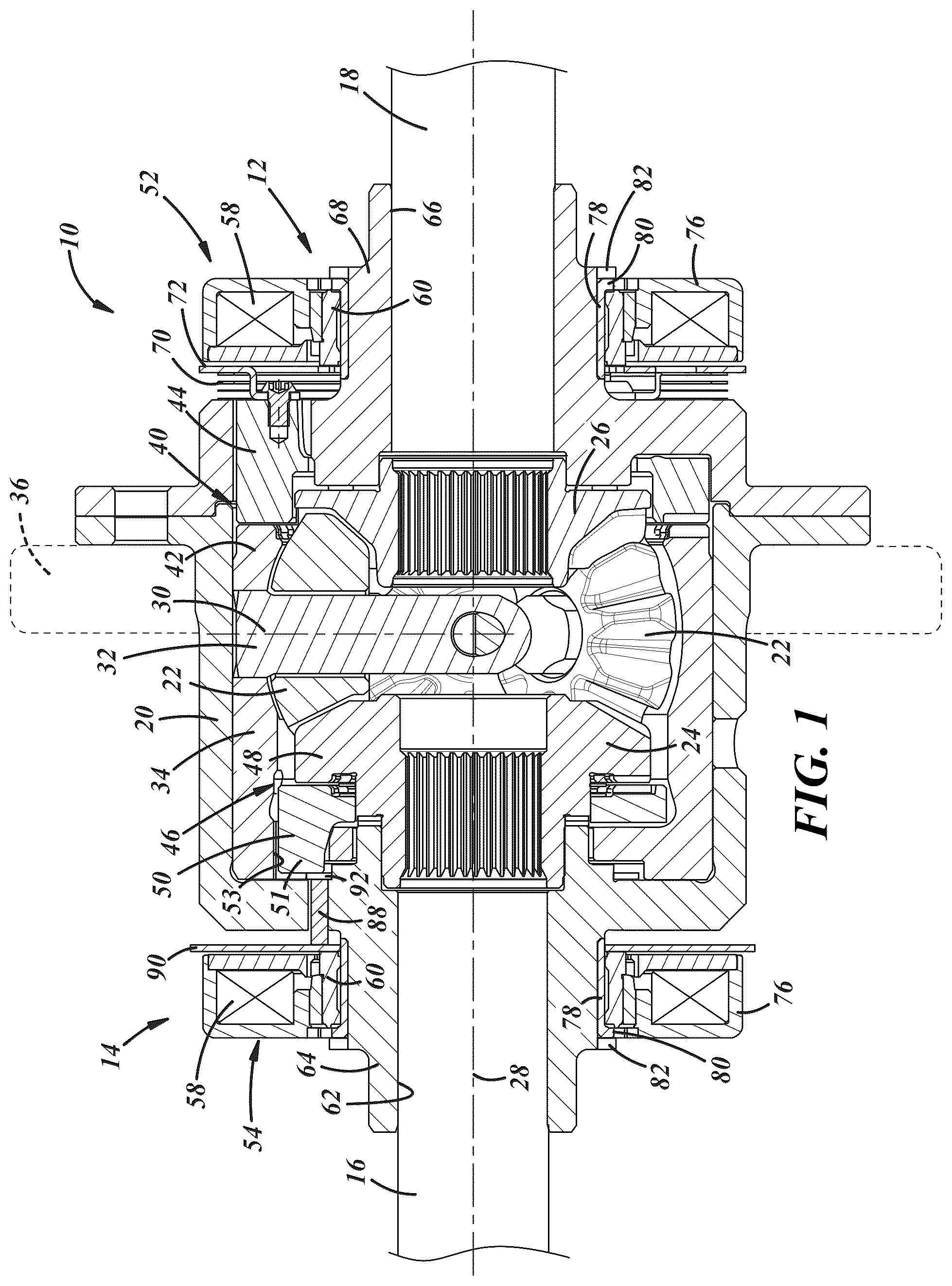 Patent US12410855 — Differential with disconnect and locking mechanisms — Figure 1