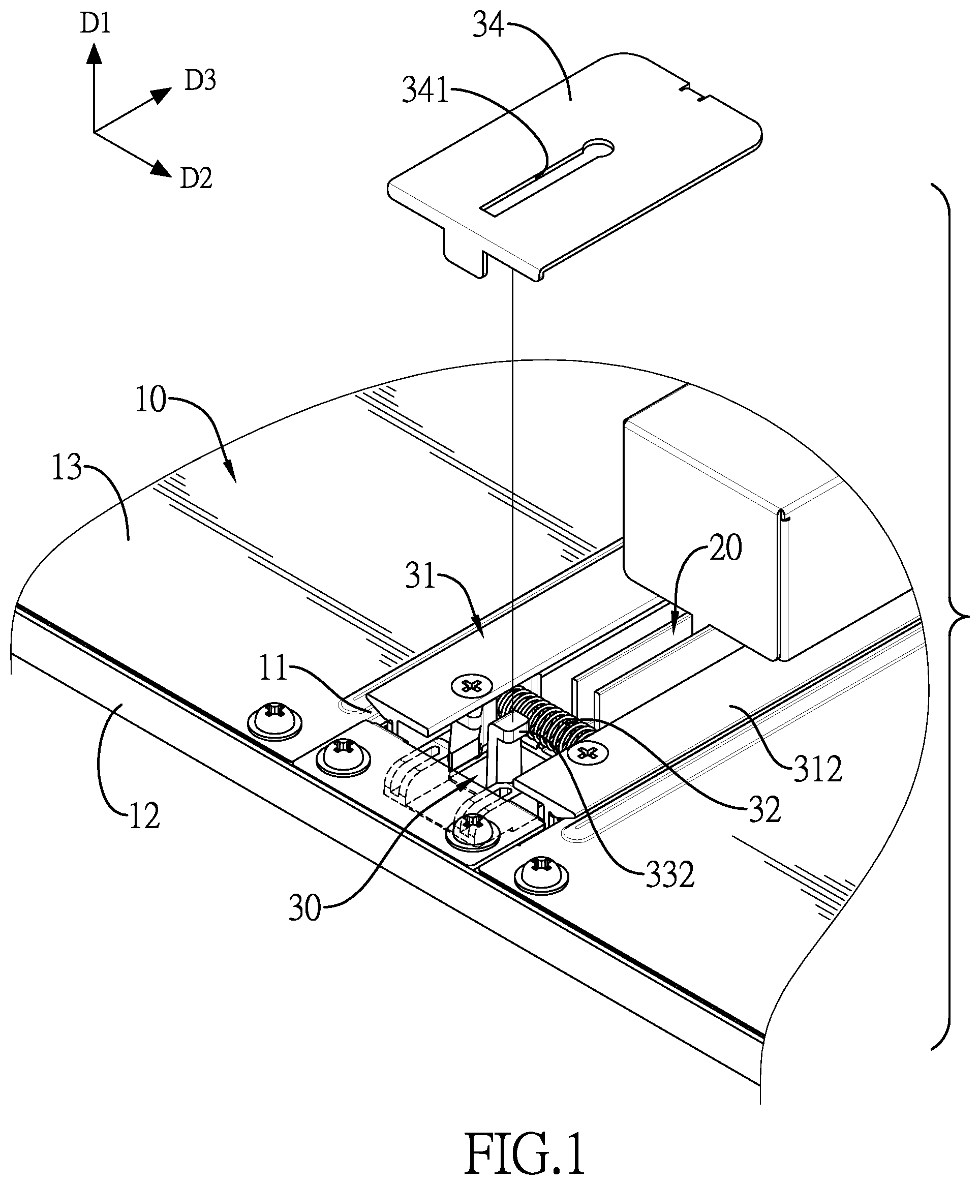 Patent US12410905 — Assembly structure and lighting device — Figure 1