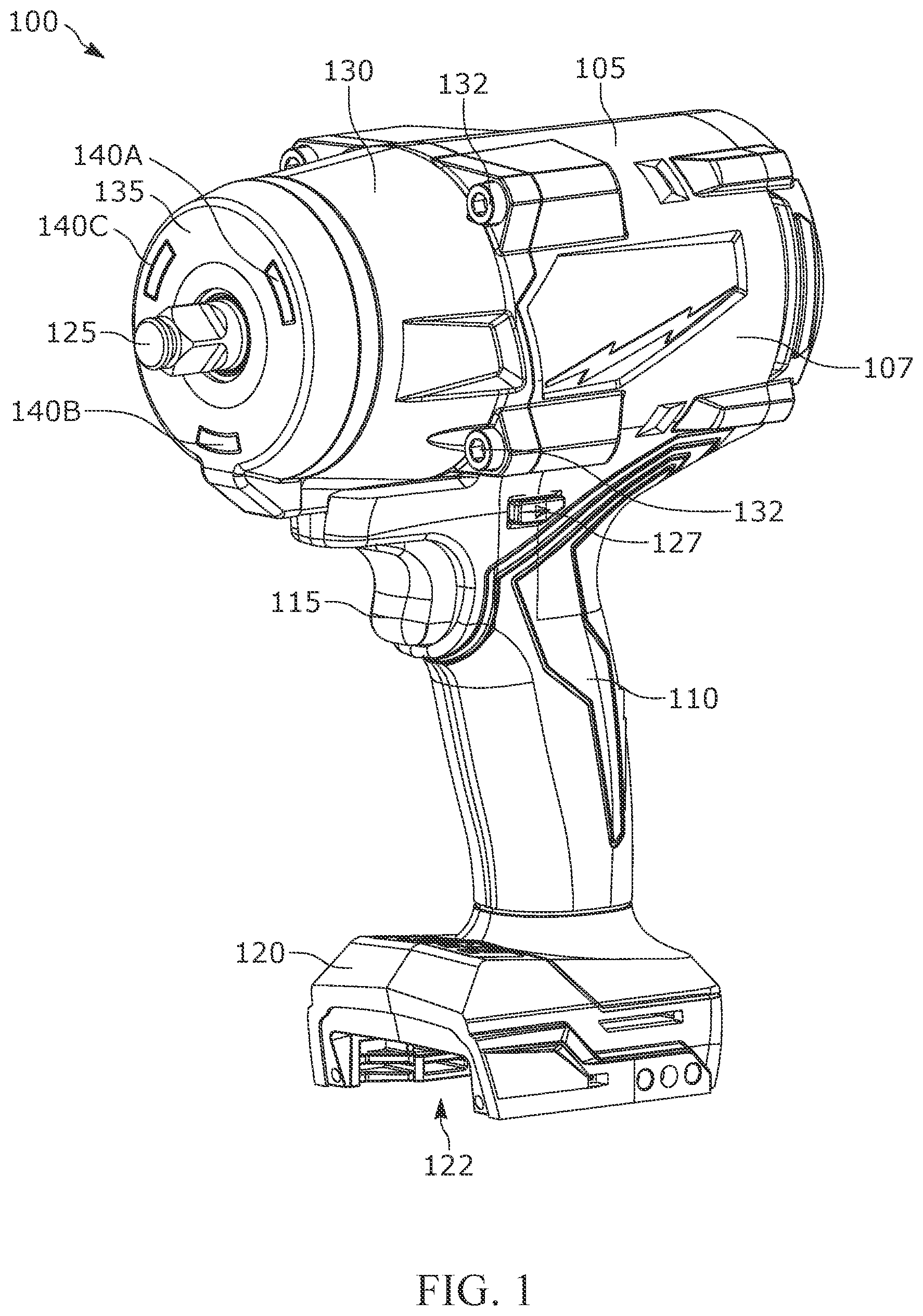 Patent US12410912 Figure 1 – Shadowless lighting system for a handheld power tool