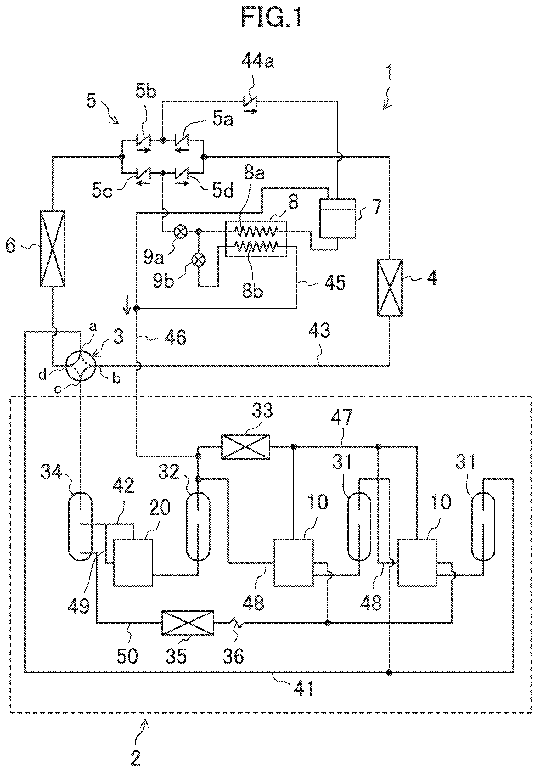 Patent US12410952 — Compressor device and refrigeration apparatus — Figure 1