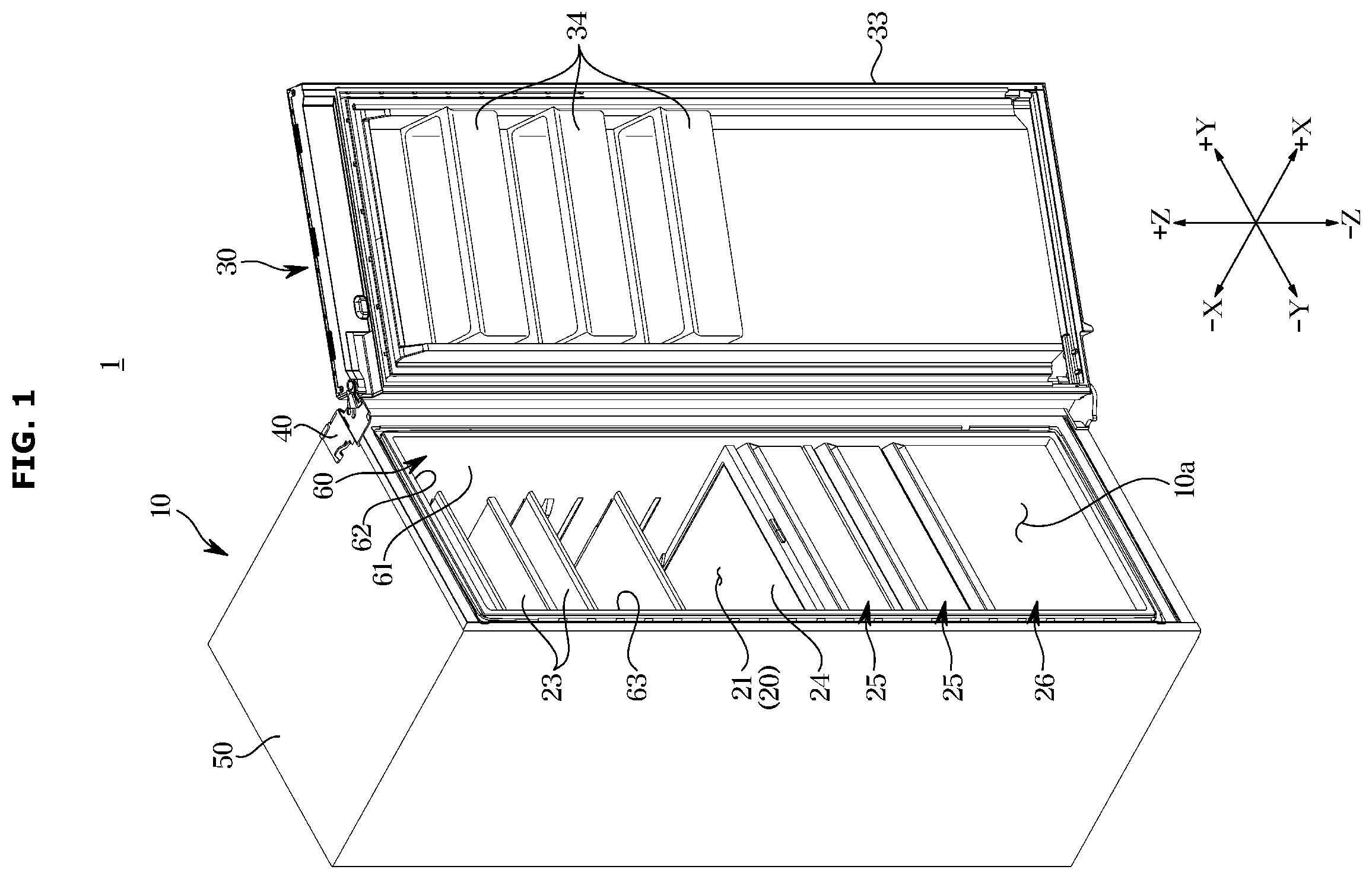 Patent US12410966 Figure 1 – Plate assembly and home appliance