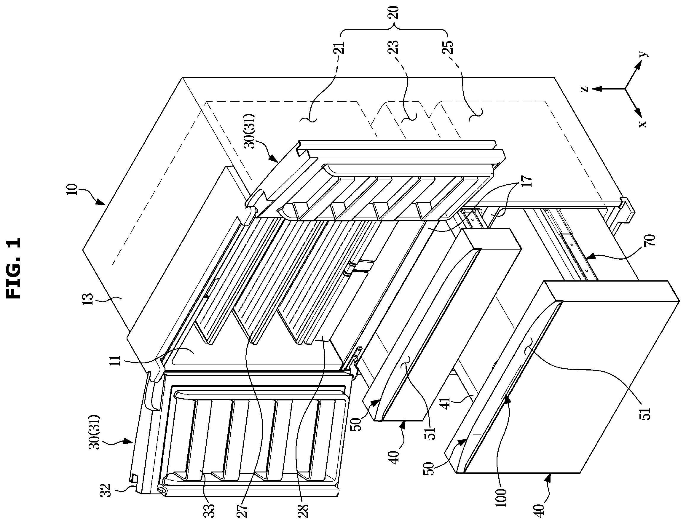 Patent US12410967 — Door opening device and refrigerator having the same — Figure 1