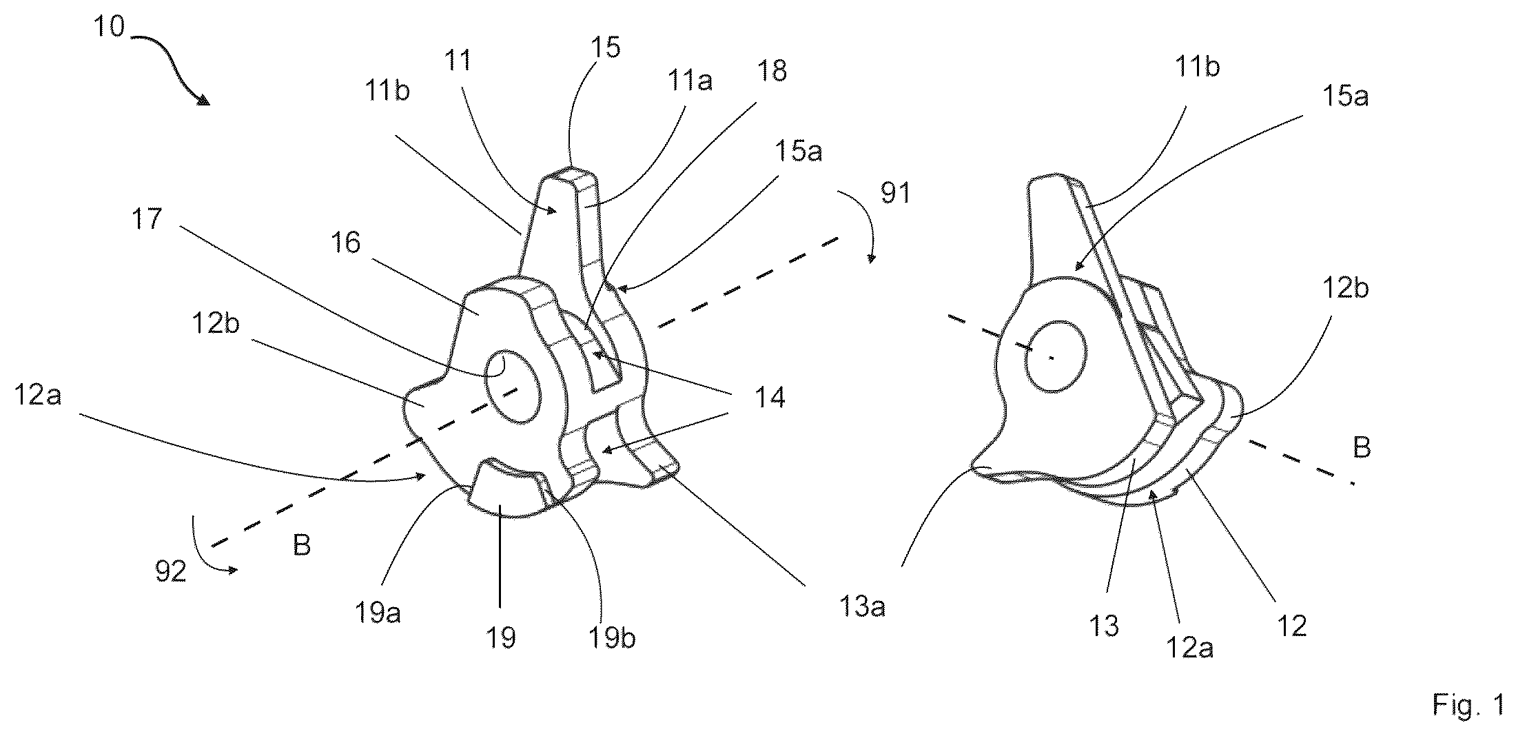 Patent US12410979 — Control element, breechblock stop lever, breechblock carrier, trigger, trigger assembly for an automatic weapon, and an automatic weapon equipped therewith — Figure 1
