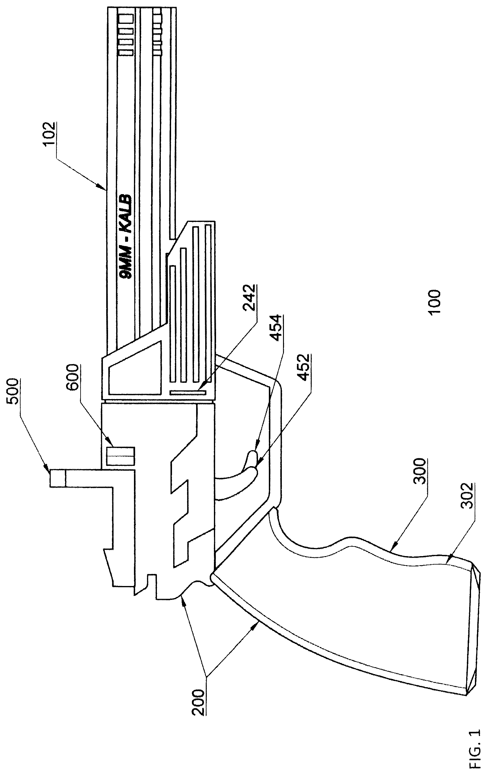 Patent US12410981 — Additive manufacturing enhanced sidearm — Figure 1