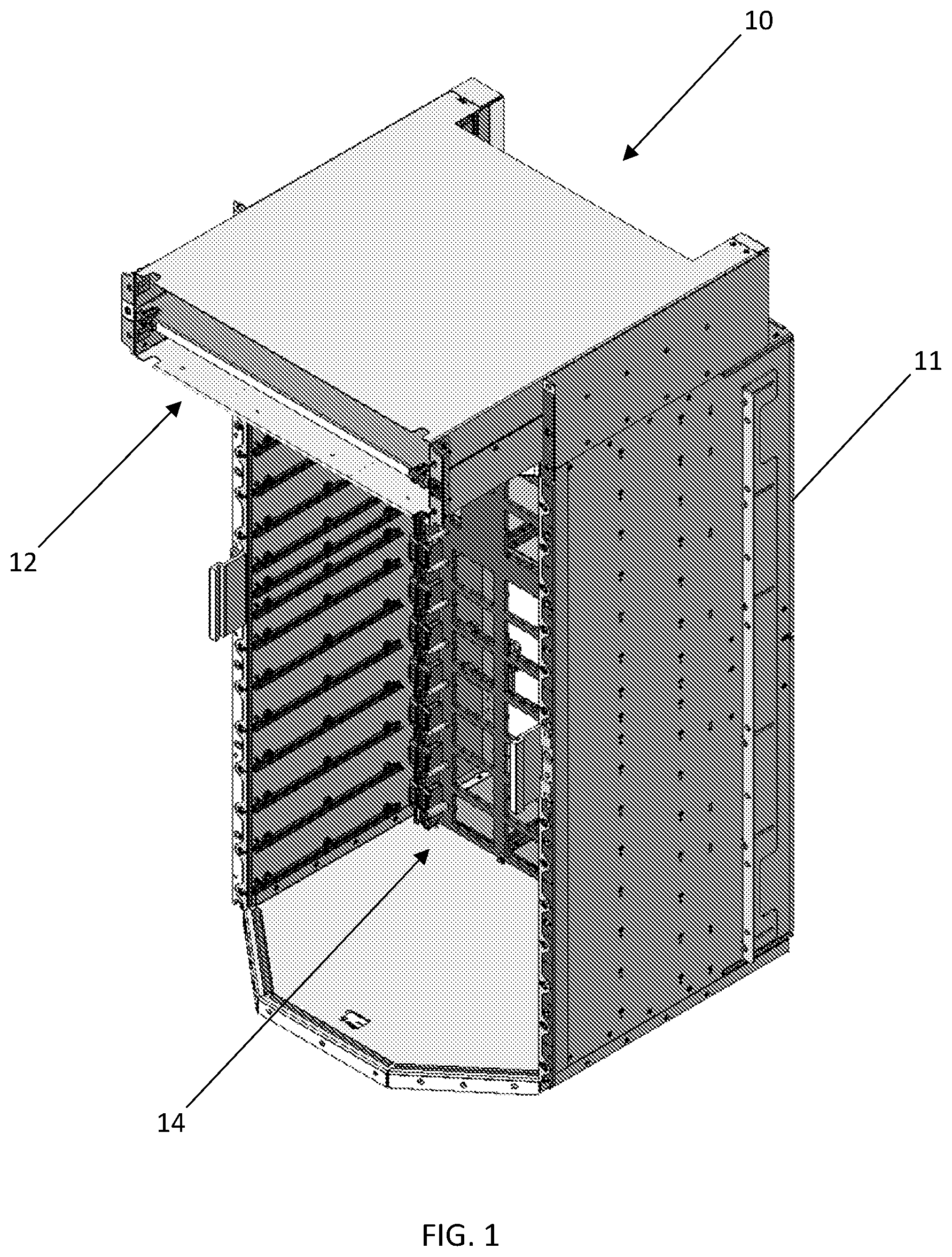 Patent US12414258 Figure 1 – Adjustable shelf/slot keying assemblies and methods for telecommunications and networking equipment
