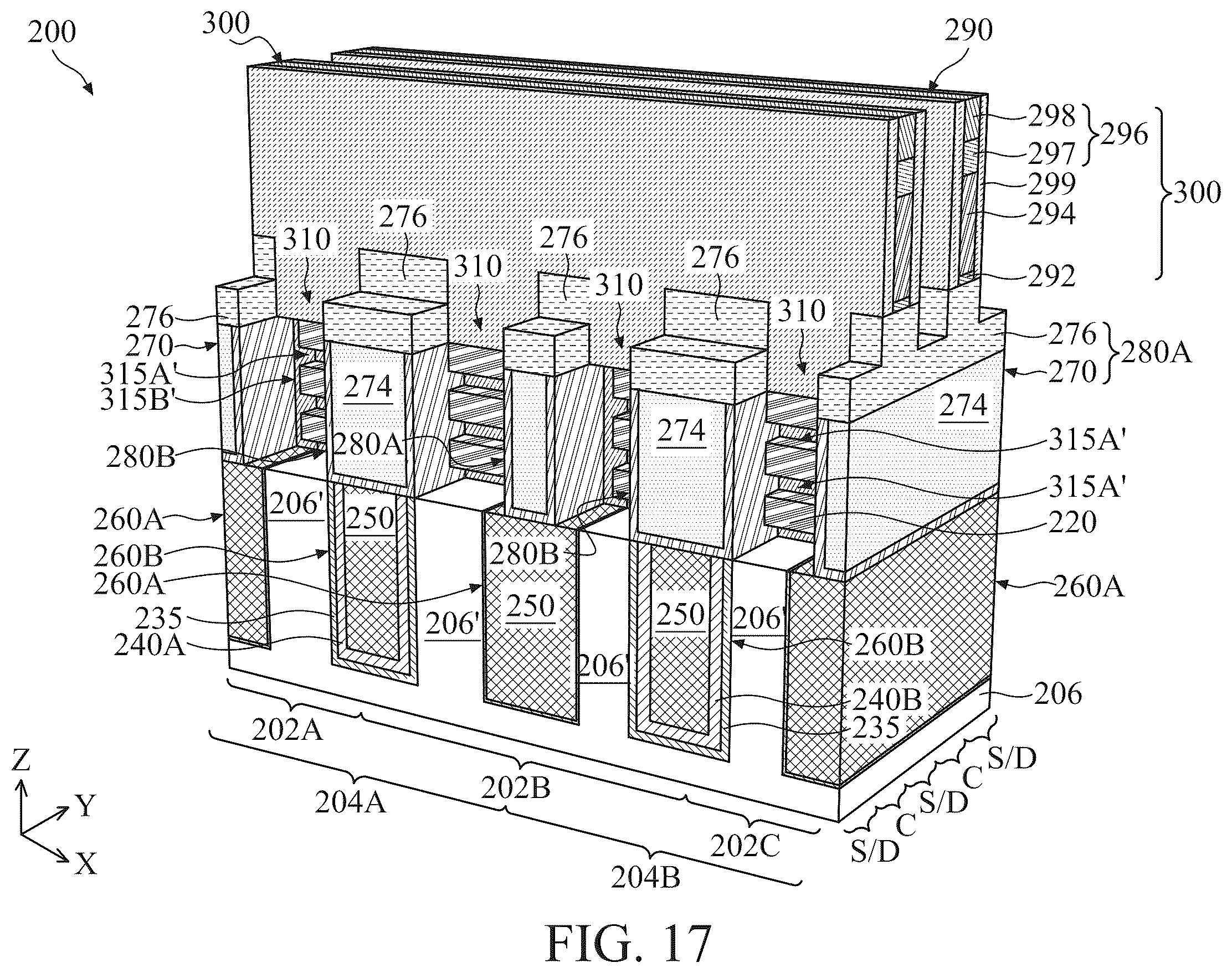 Patent US12414357 Figure 17 – Self-aligned metal gate for multigate device