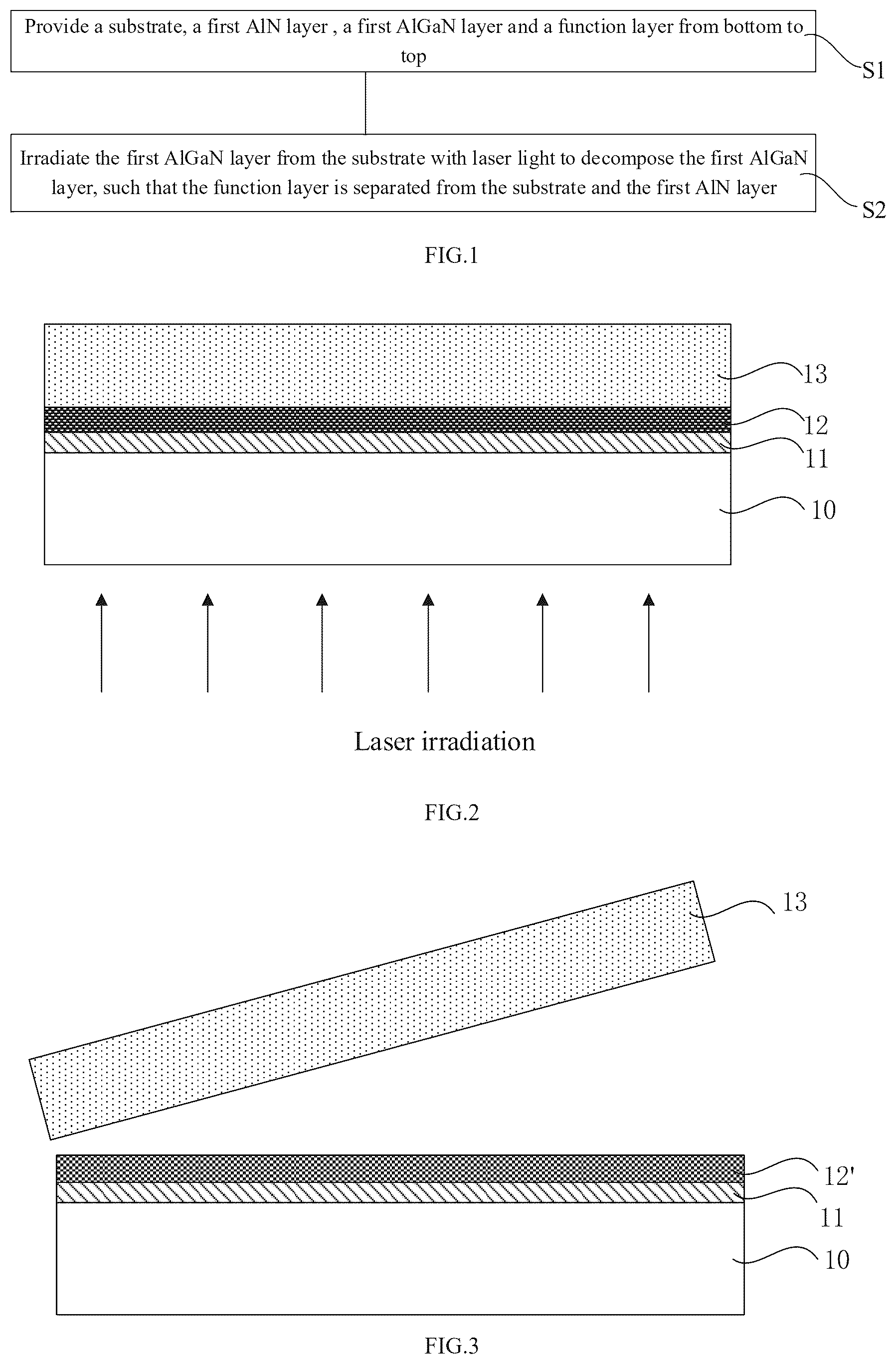 Patent US12414405 — Substrate stripping method for semiconductor structure by irradiating AlGaN — Figure 1