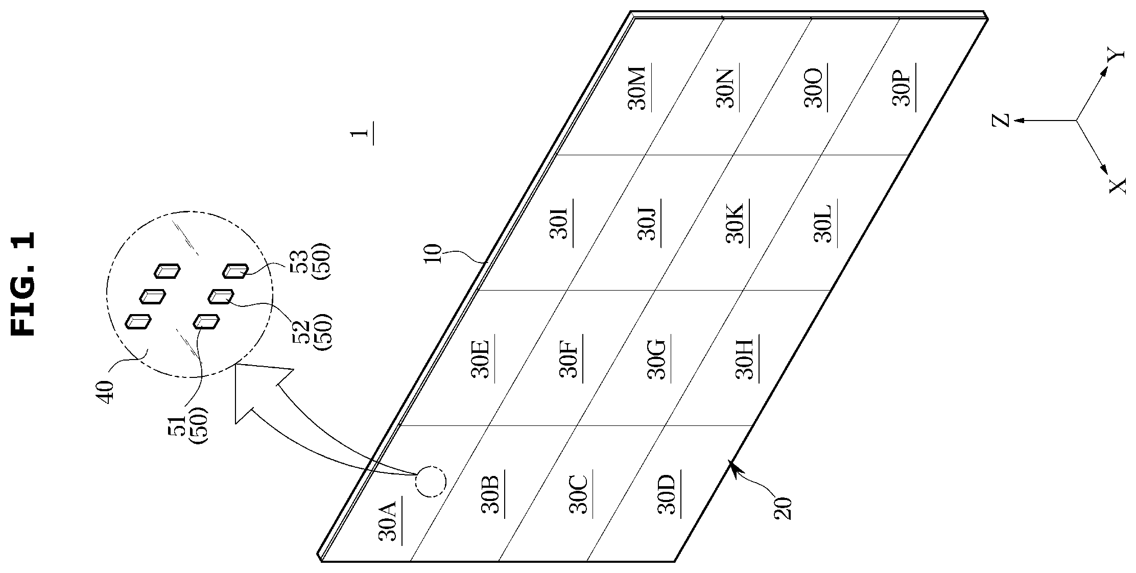 Patent US12414421 — Display apparatus having display module and manufacturing method thereof — Figure 1