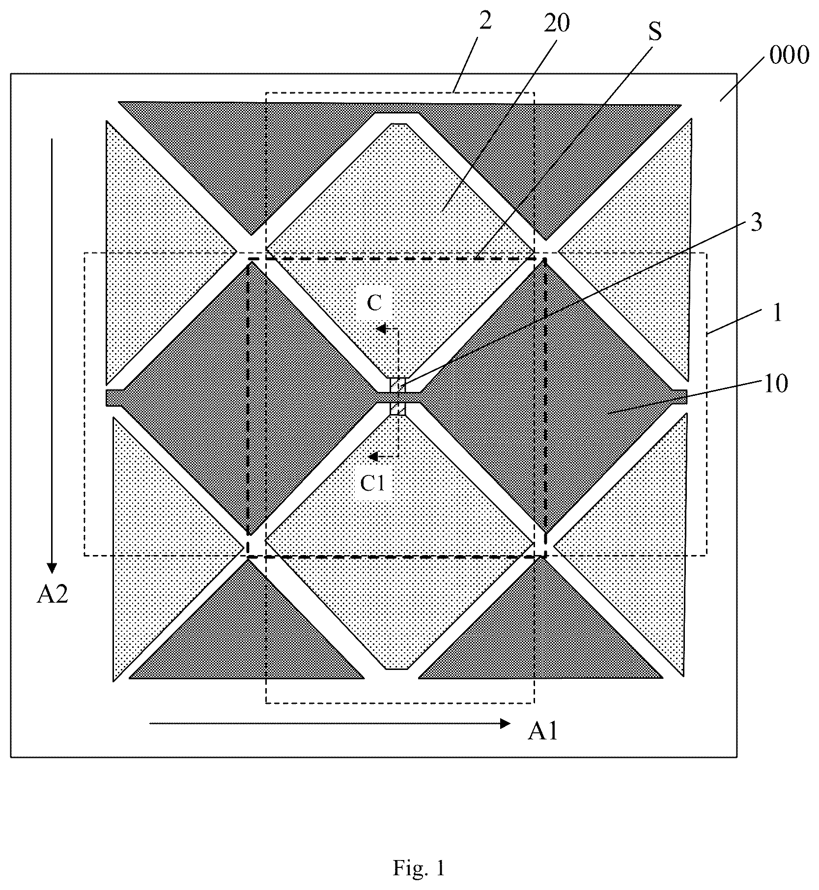 Patent US12417004 — Touch panel with connection channel of adjacent touch electrode blocks and display device — Figure 1