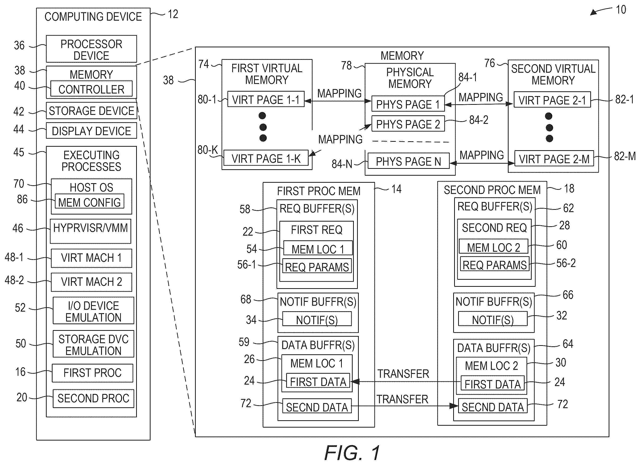 Patent US12417019 — Isolation of processes using shared memory for communication — Figure 1