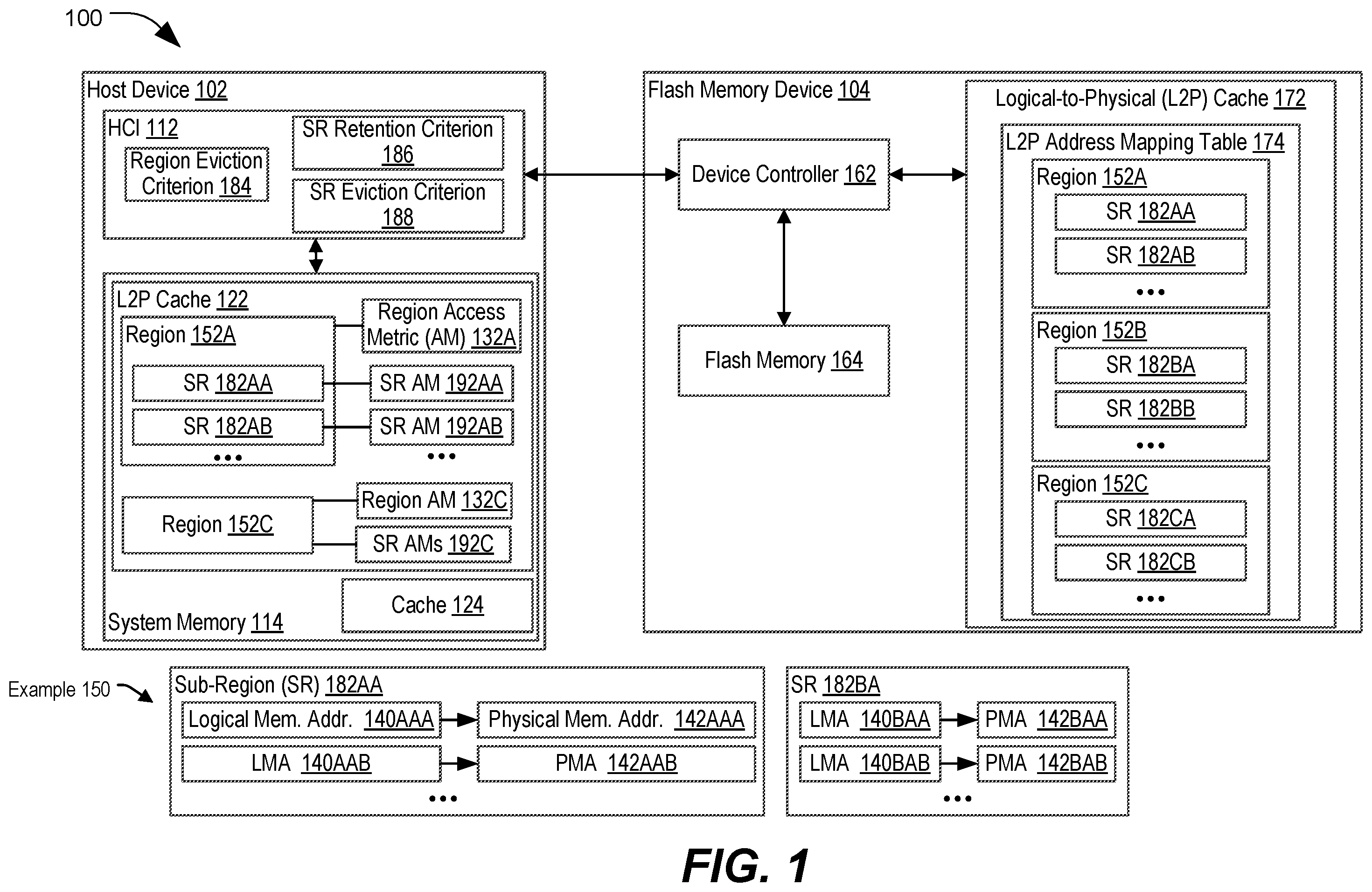 Patent US12417023 — Host device caching of flash memory address mappings — Figure 1