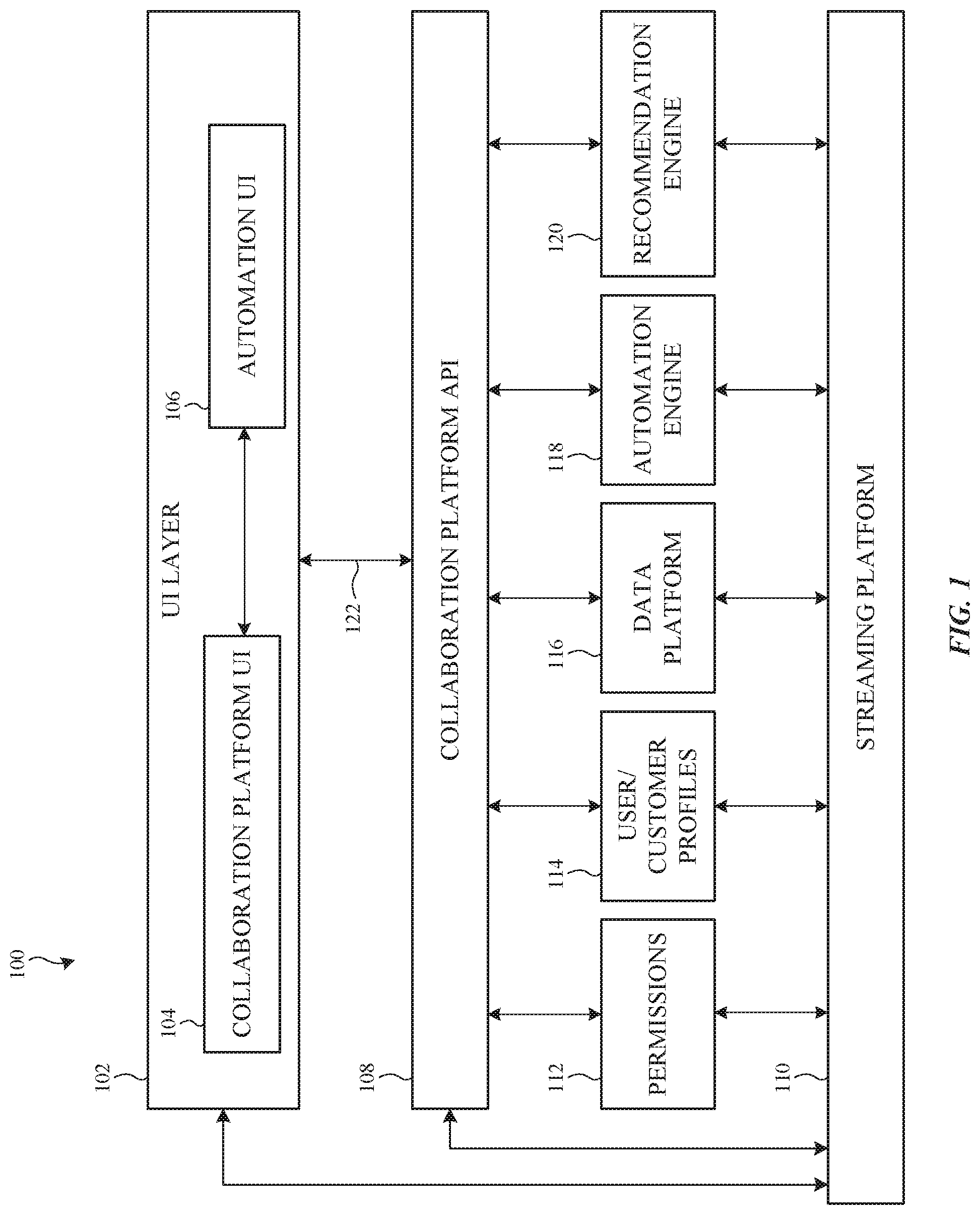 Patent US12417341 — Methods and systems for generating automations for organizing and displaying items in a collaboration platform — Figure 1