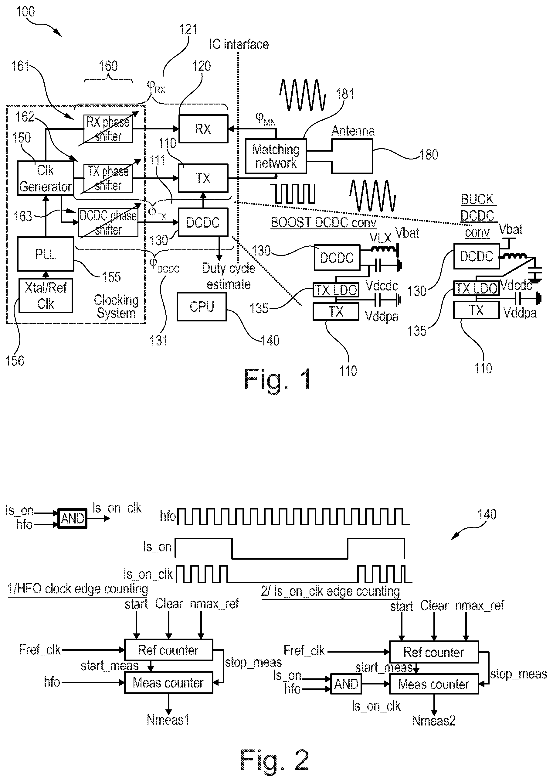 Patent US12417365 — Radio device with DC/DC converter and phase calibration — Figure 1
