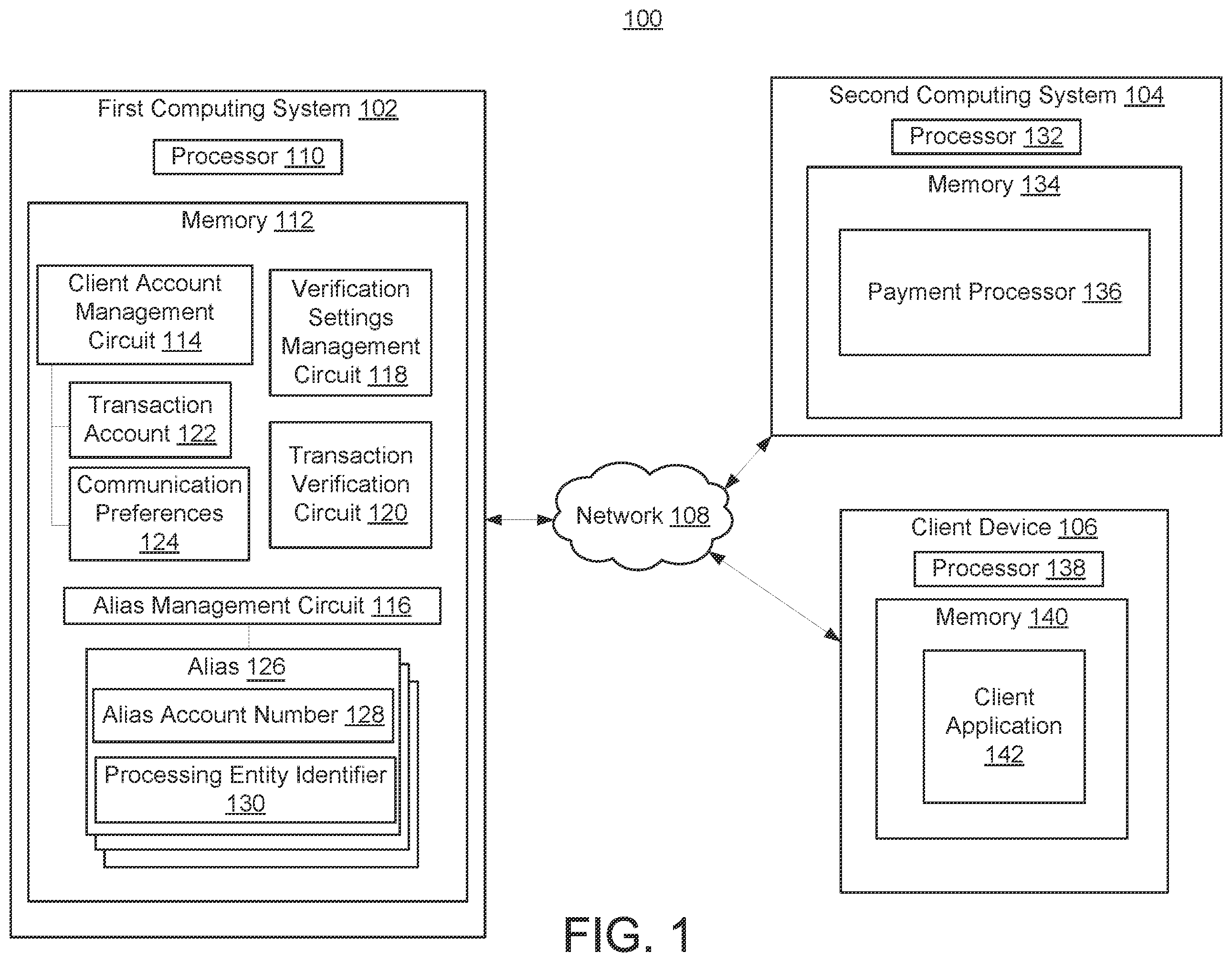 Patent US12417456 — Systems and methods for improved verification of transactions — Figure 1