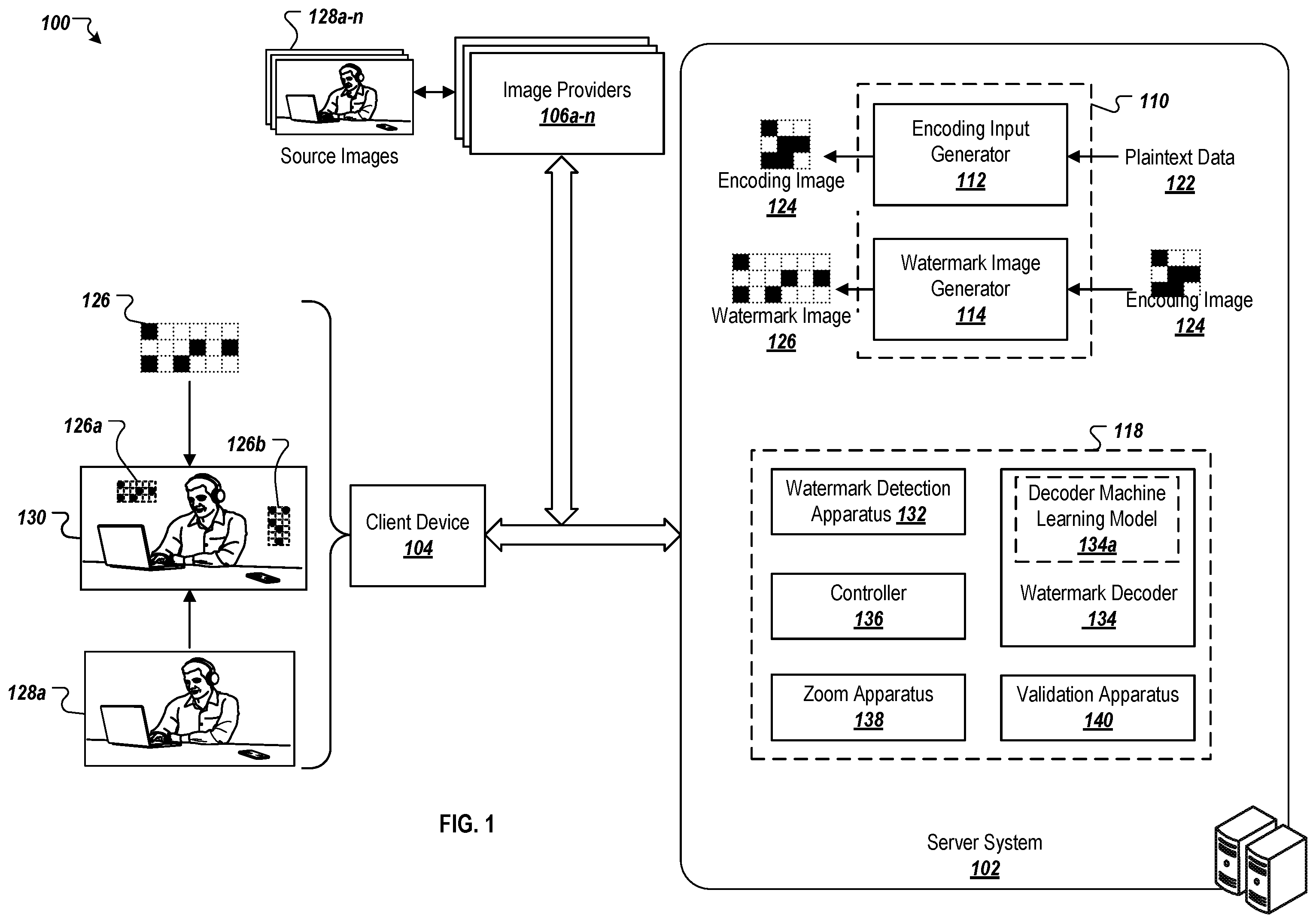 Patent US12417510 — Zoom agnostic watermark extraction — Figure 1