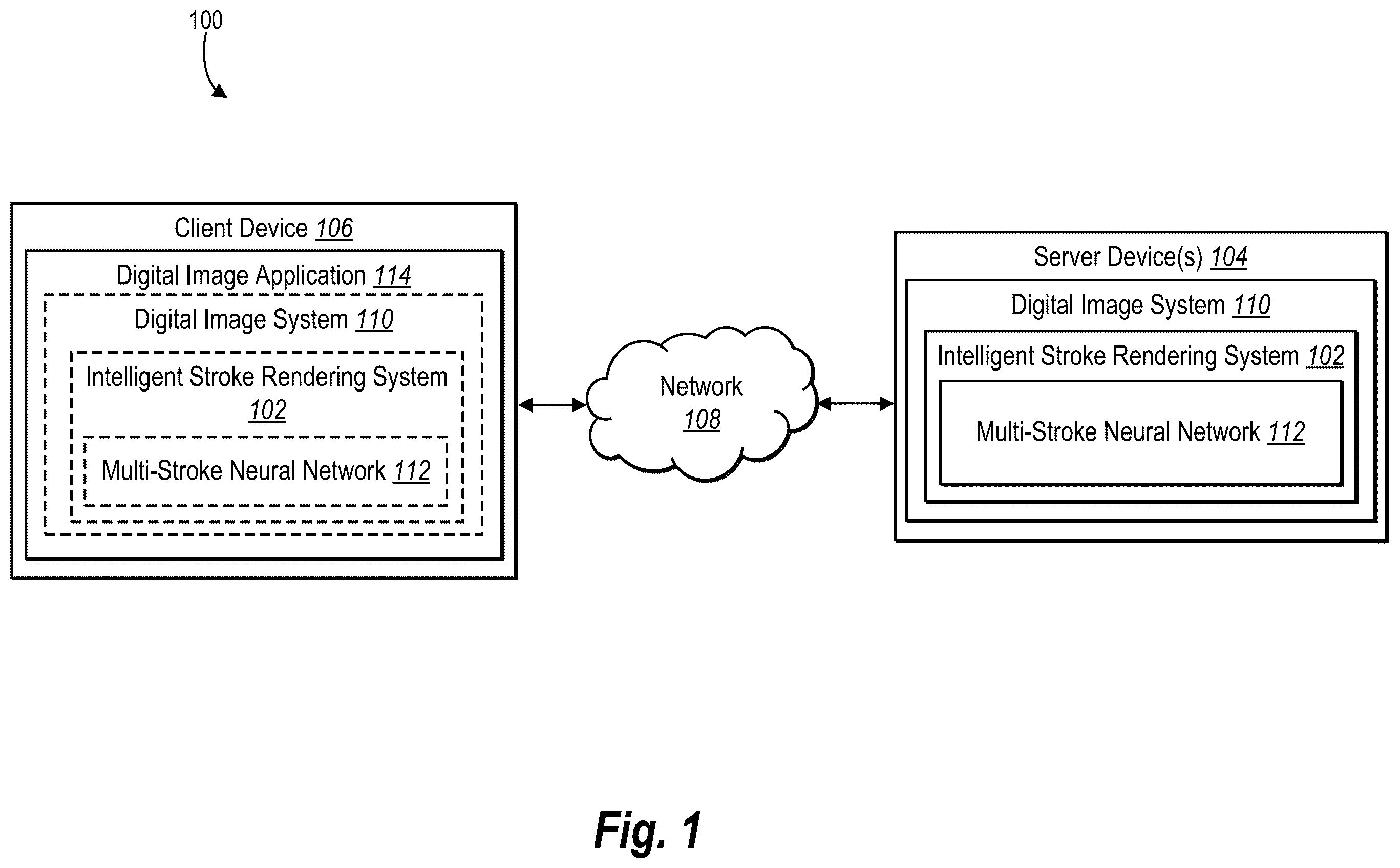Patent US12417558 — Generating stylized digital images via drawing stroke optimization utilizing a multi-stroke neural network — Figure 1