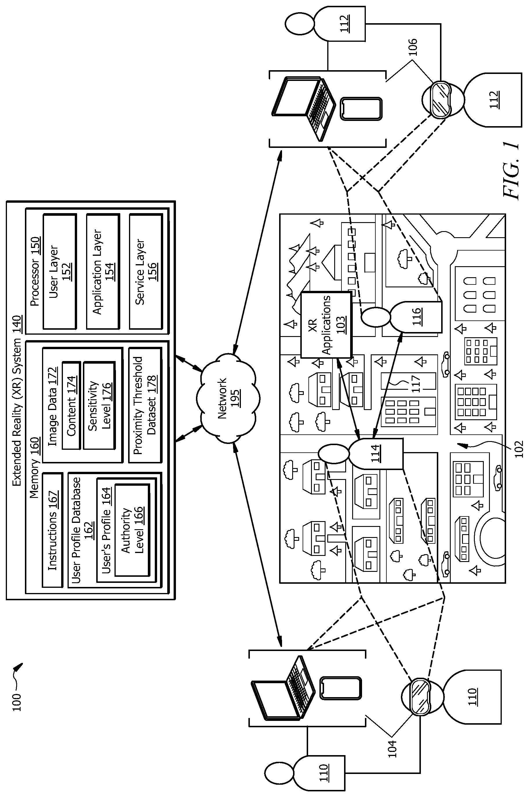Patent US12417582 Figure 1 – System and method for verifying user interactions in an extended reality environment
