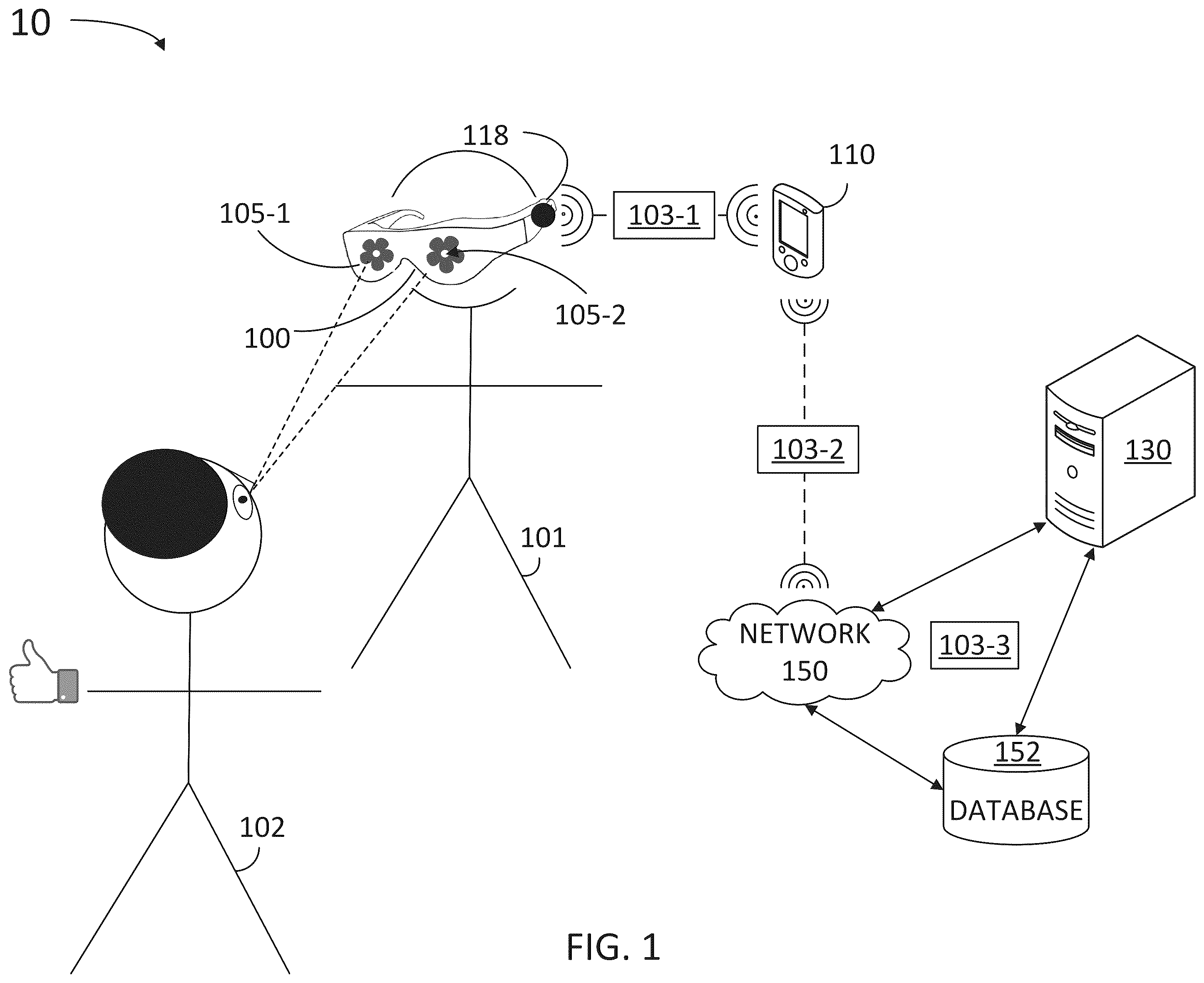Patent US12417591 — Smart glasses with enhanced optical structures for augmented reality applications — Figure 1