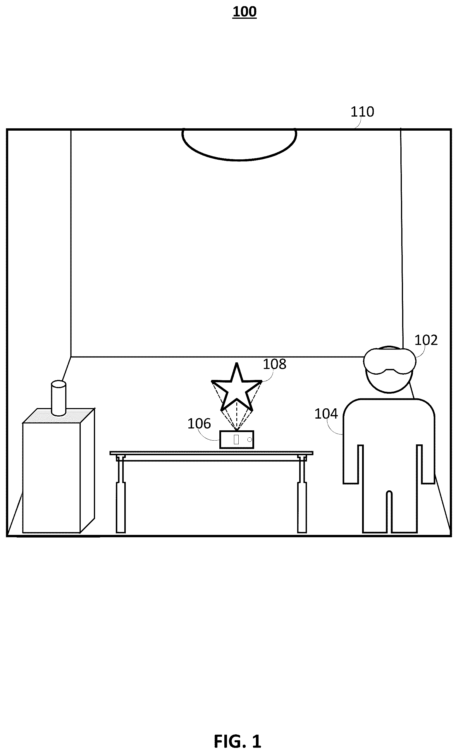 Patent US12417592 — Effect display based on text recognition and room scaling within an augmented reality environment — Figure 1