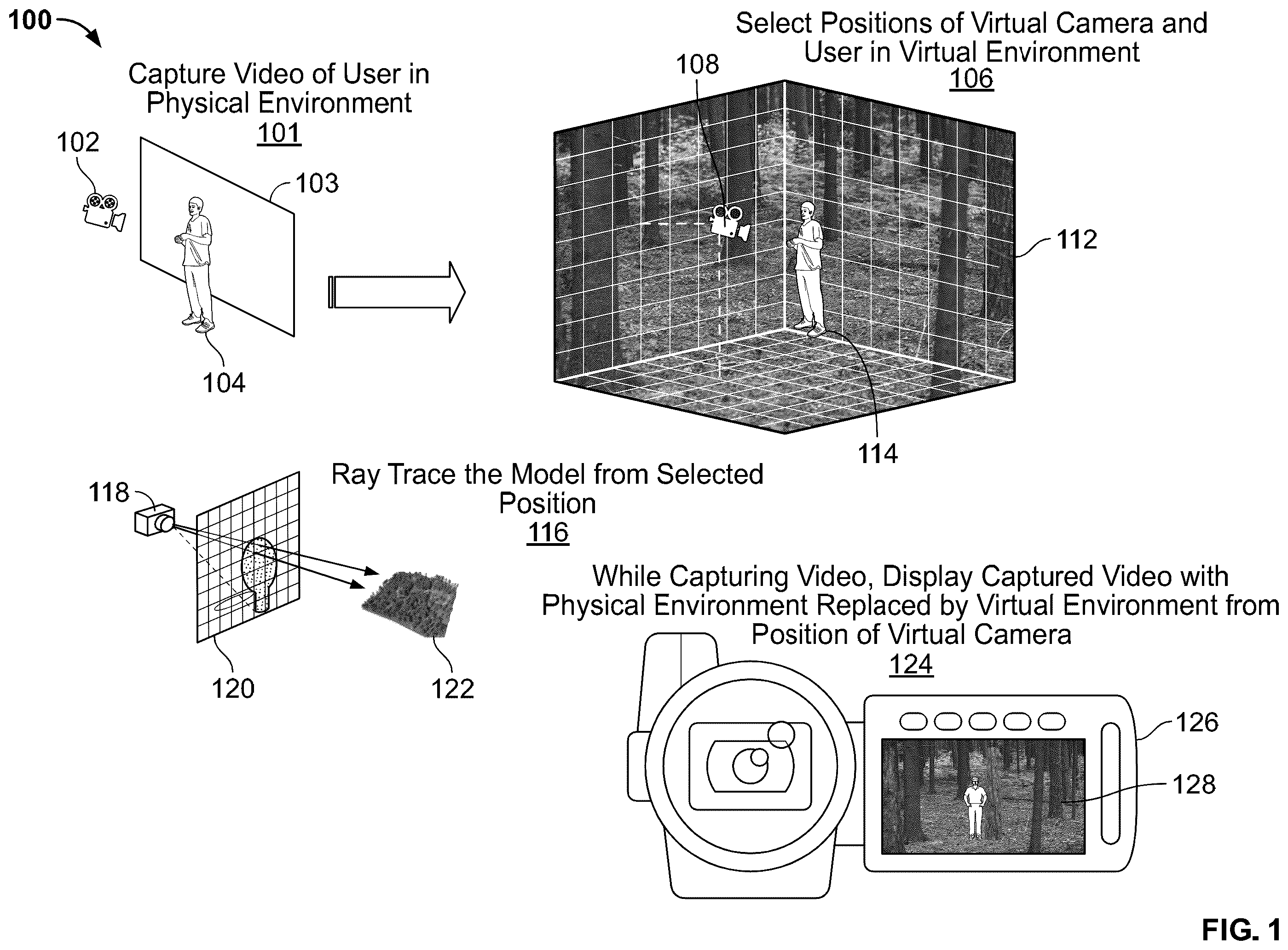 Patent US12417597 — Systems and methods for augmented reality video generation — Figure 1