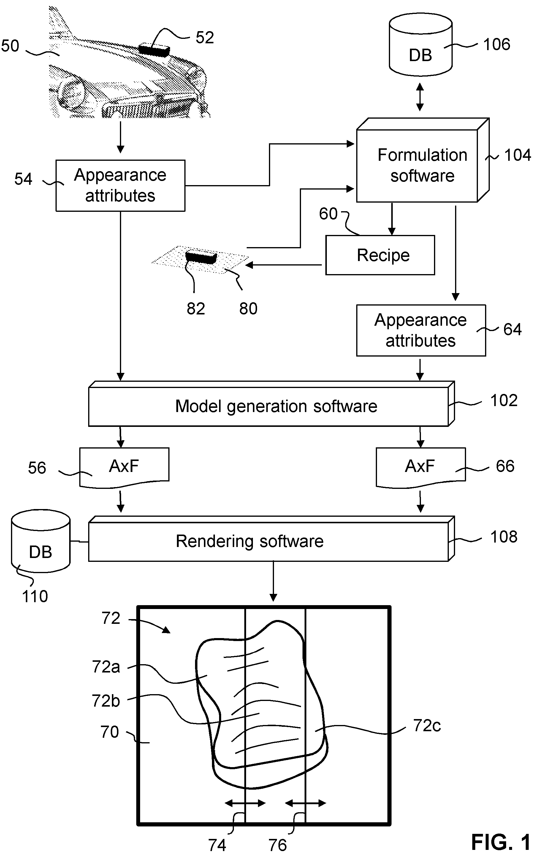 Patent US12417599 — Visualizing the appearances of at least two materials — Figure 1