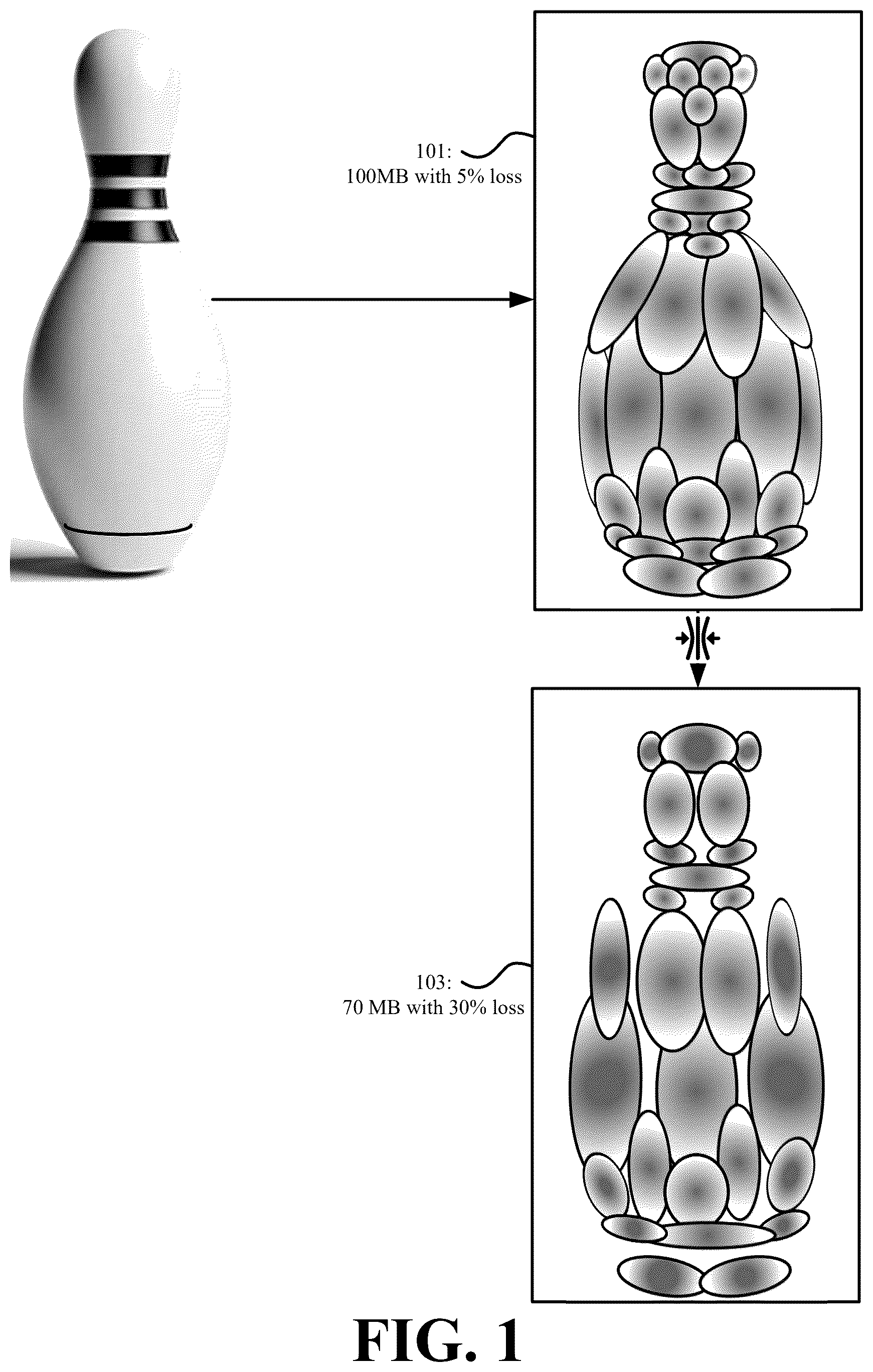 Patent US12417605 — Systems and methods for generating size-optimized three-dimensional content based on constraints that modify the three-dimensional content modeling — Figure 1