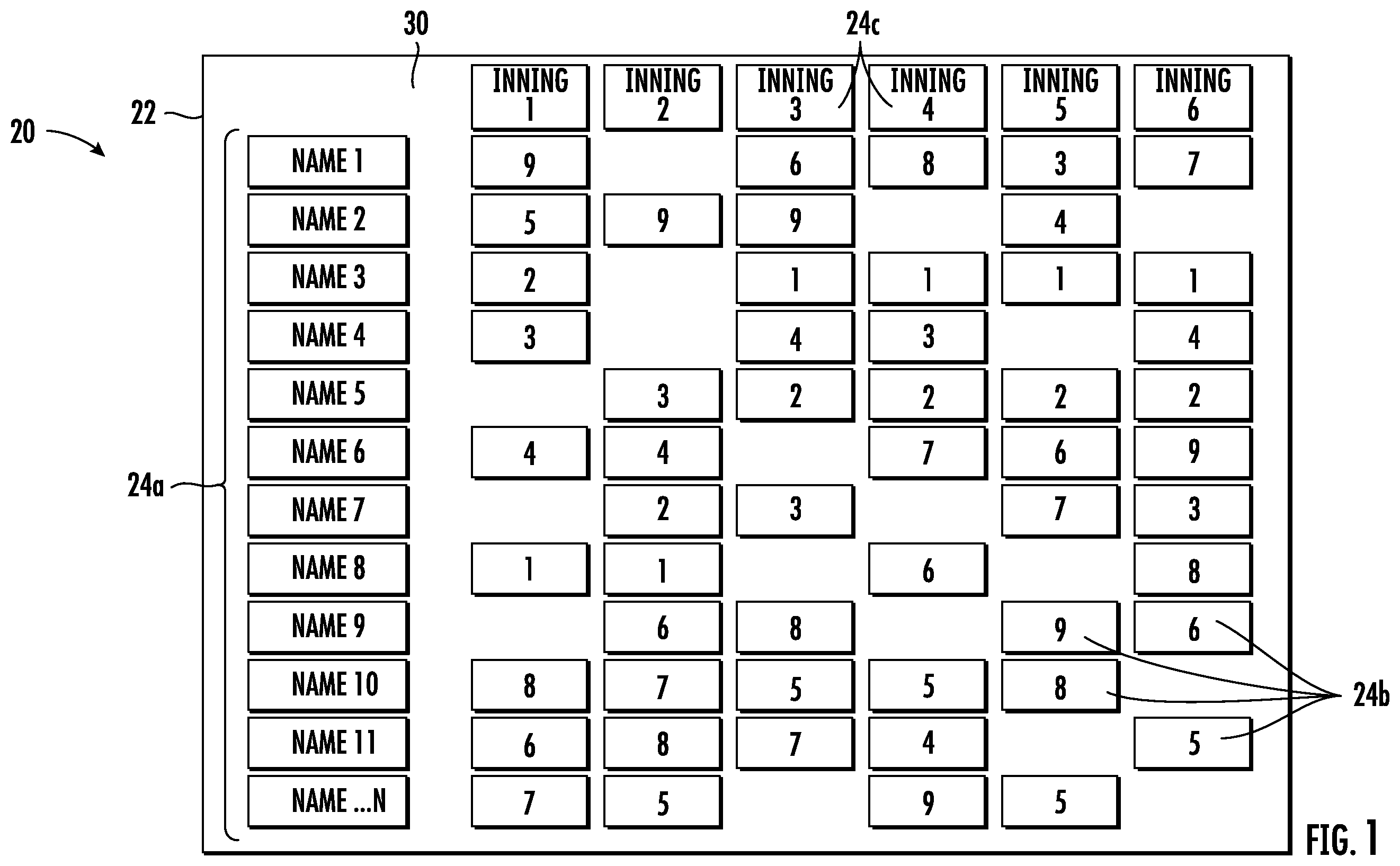 Patent US12417719 — Sports lineup display tool — Figure 1