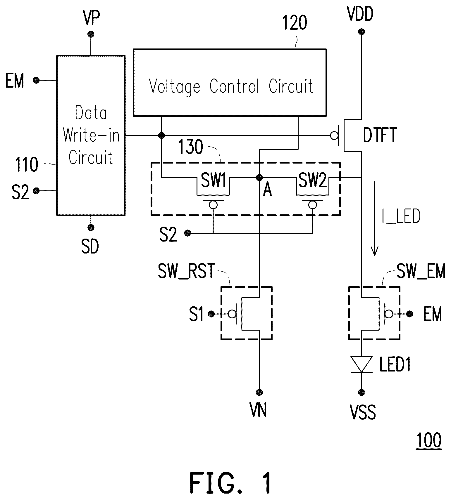 Patent US12417734 Figure 1 – Display panel and pixel circuit thereof