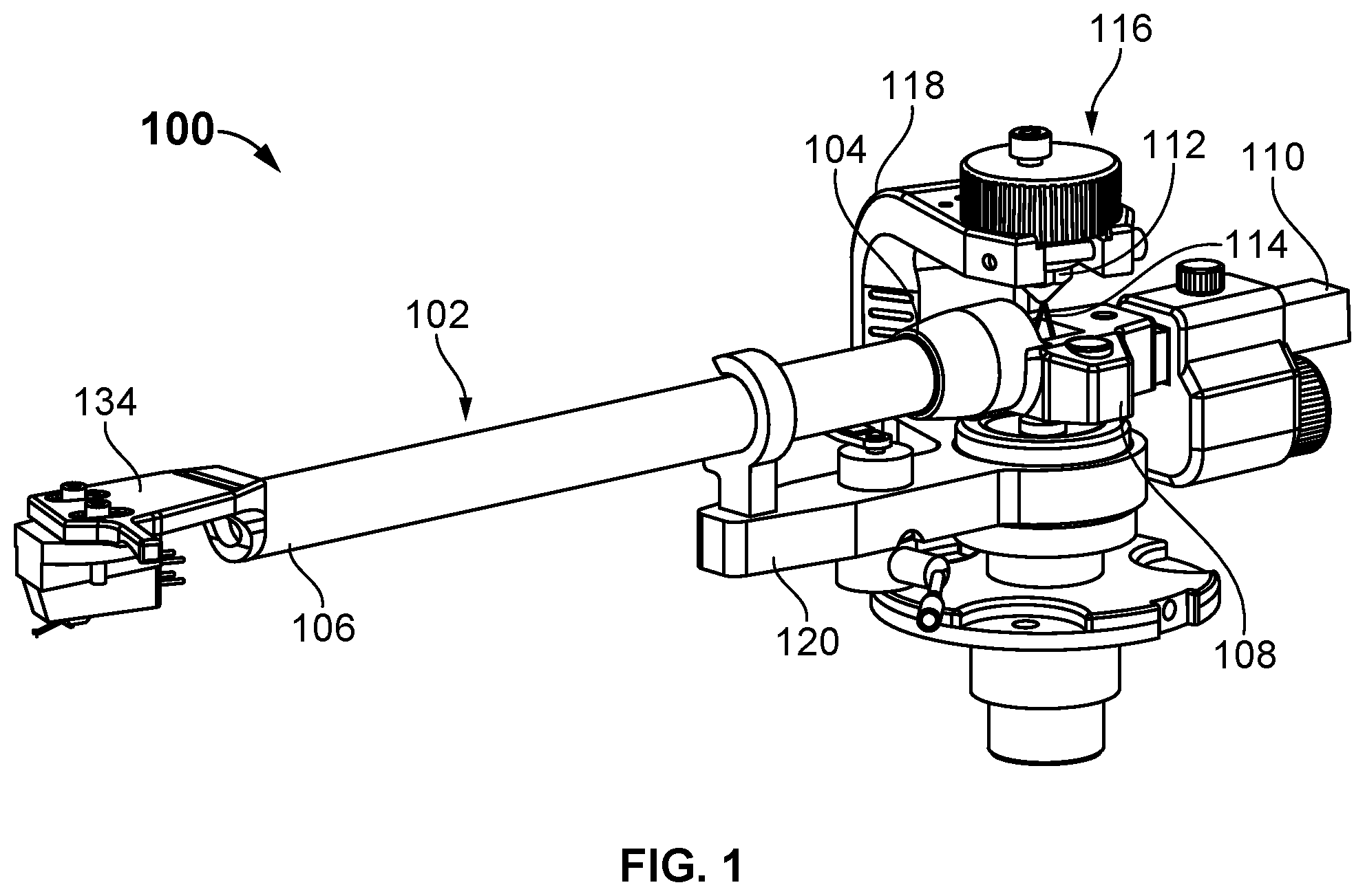 Patent US12417781 — Magnetically stabilized pivotable tonearm — Figure 1