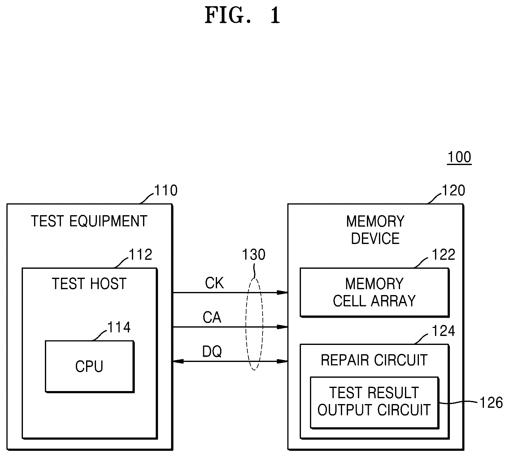 Patent US12417813 — Memory device for outputting test results — Figure 1