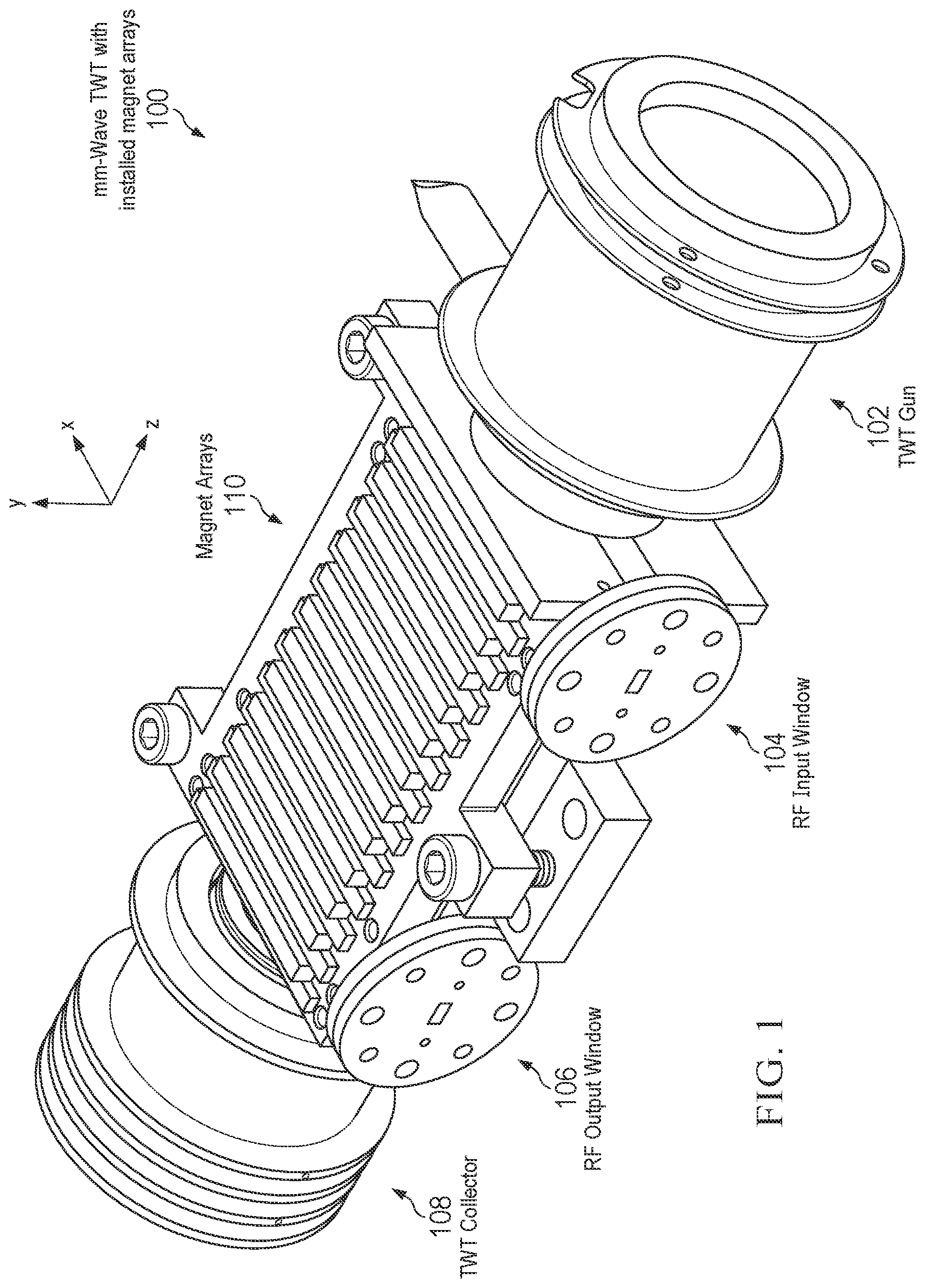 Patent US12417868 — Magnet array holder accelerated assembly and improved alignment in vacuum electronic devices — Figure 1