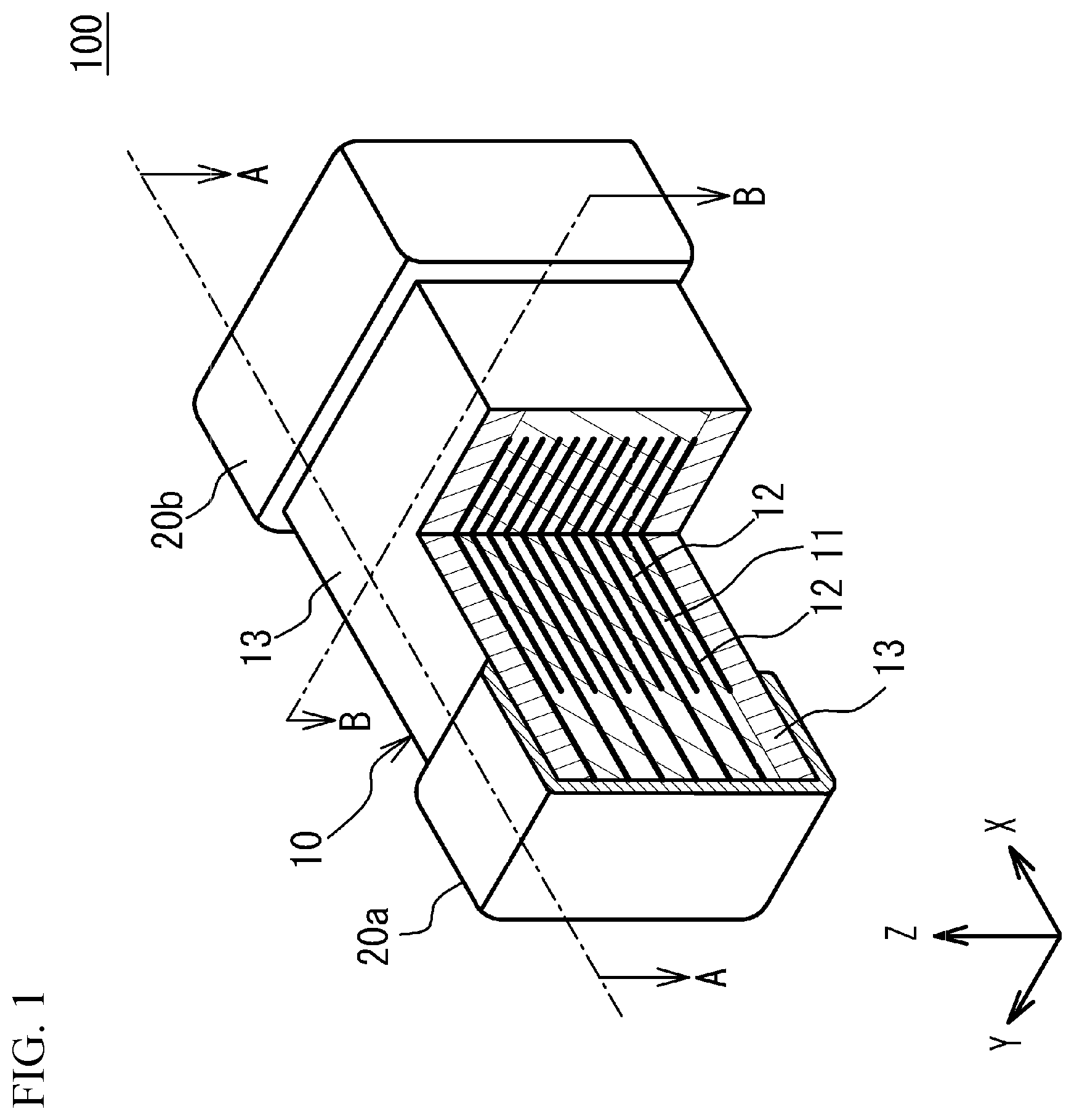 Patent US12417879 — Multilayer ceramic electronic device and manufacturing method of the same — Figure 1