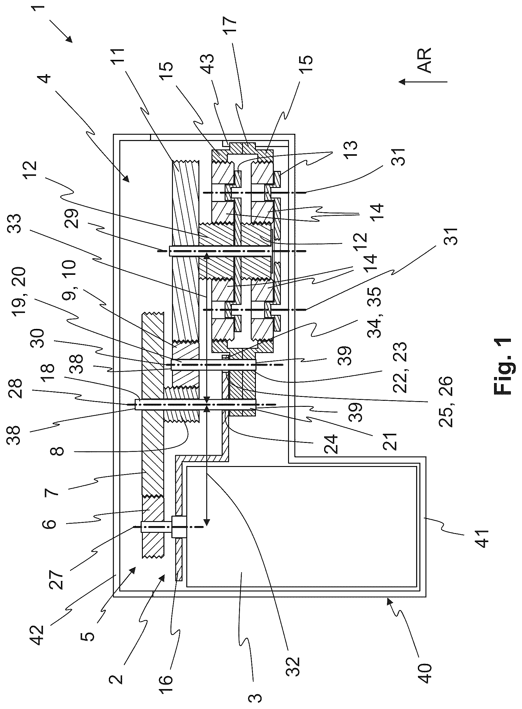 Patent US12422029 — Bearing unit and actuating drive — Figure 1