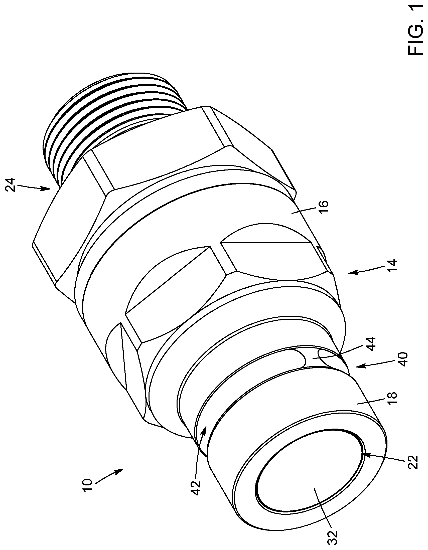 Patent US12422078 — Swivelling coupling with external sealing element — Figure 1