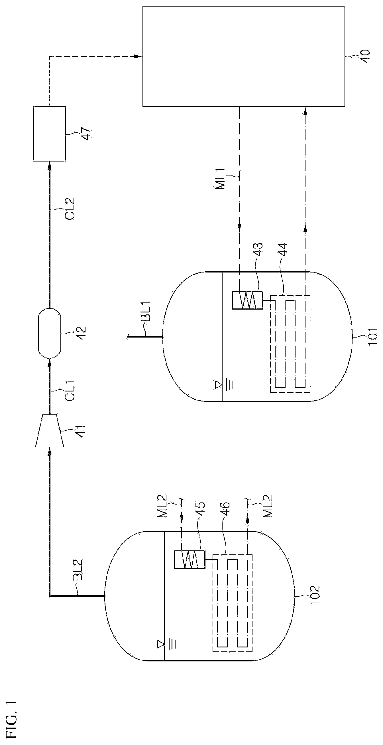 Patent US12422101 Figure 1 – System and method for controlling boil-off gas from liquefied hydrogen