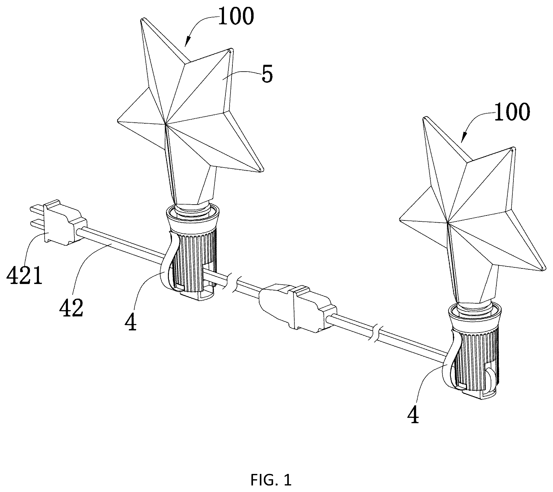 Patent US12422111 — Light string with replaceable decorative covers — Figure 1