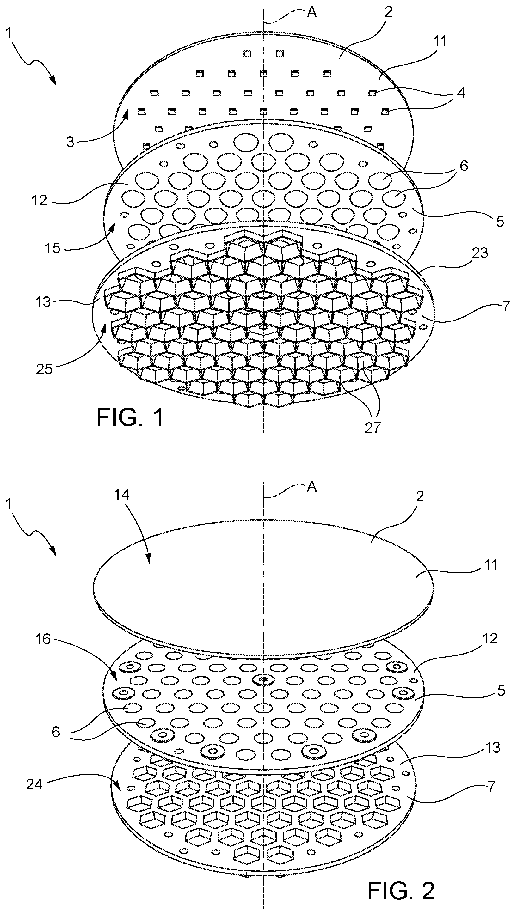 Patent US12422126 Figure 1 – LED lighting device with honeycomb grid