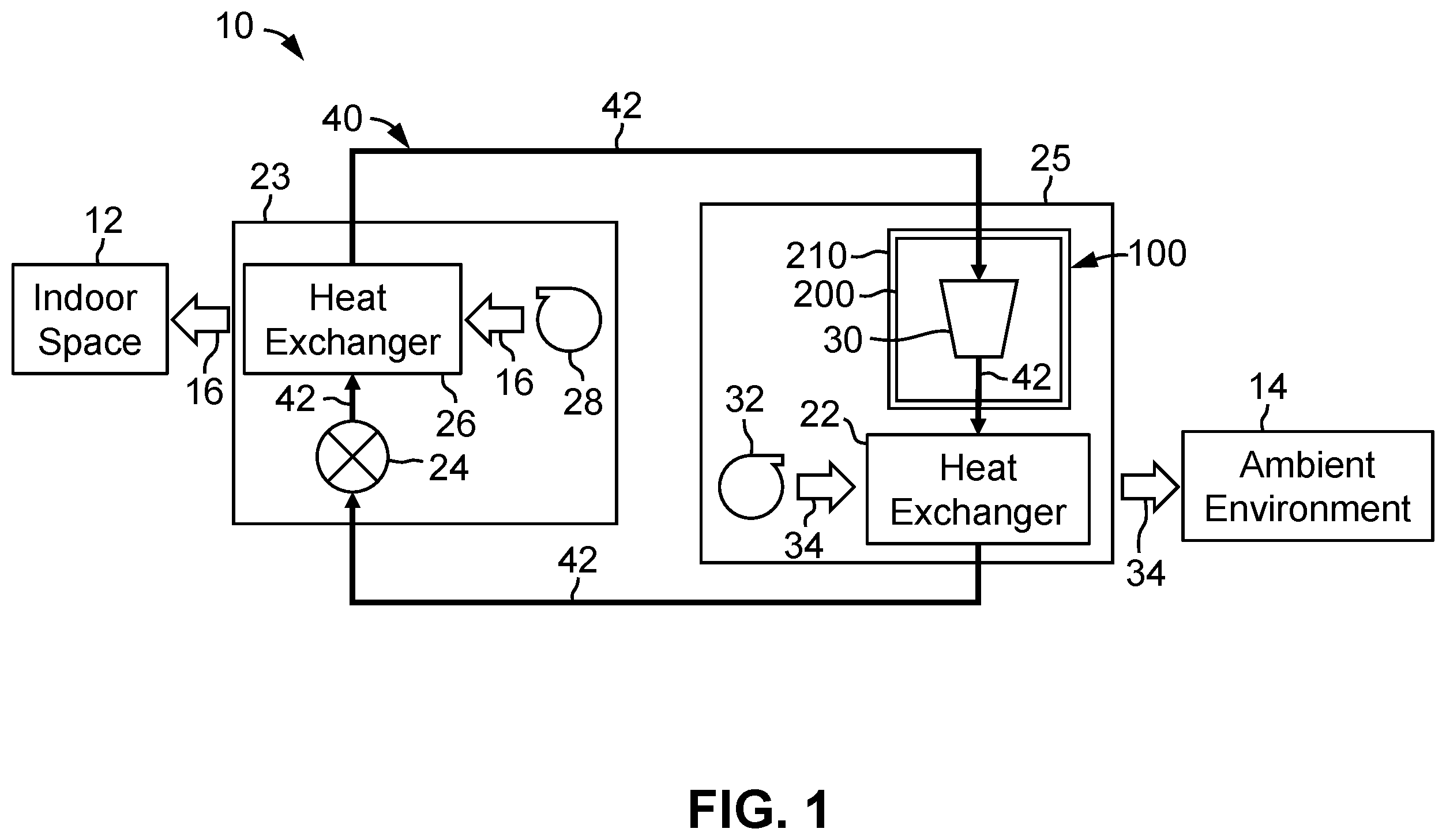 Patent US12422151 — Sound and vibration damping enclosures for refrigerant compressors of climate control systems — Figure 1