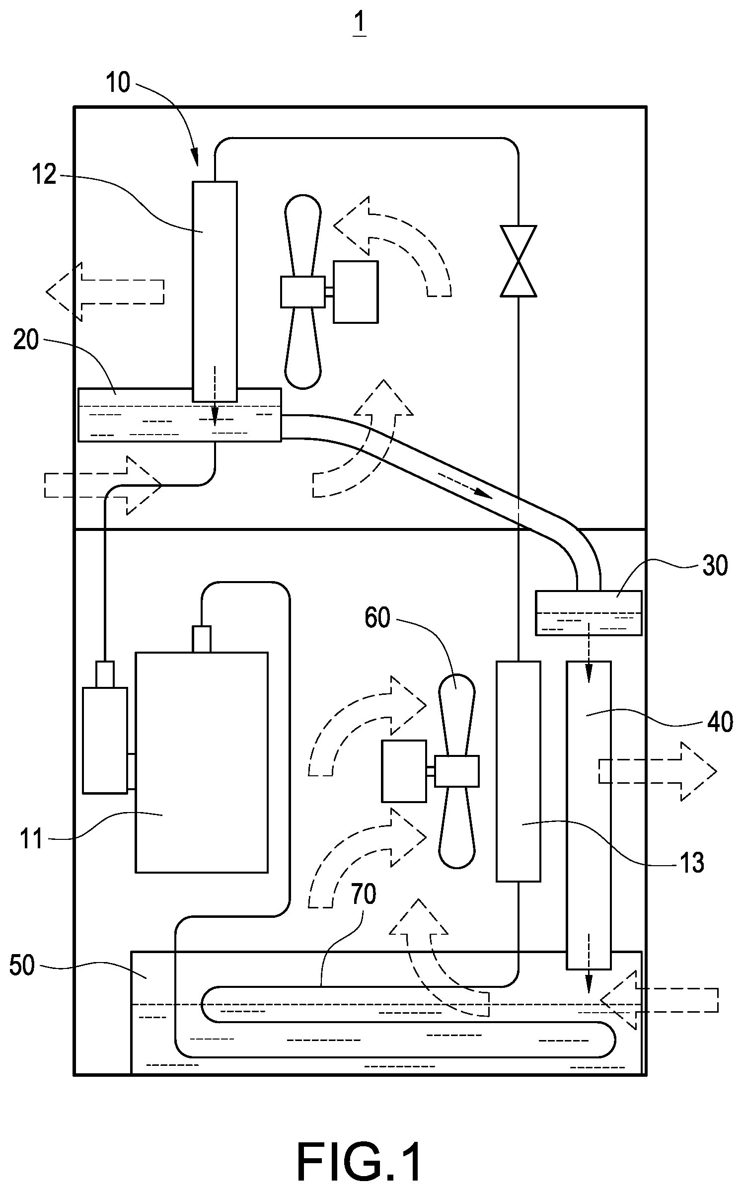 Patent US12422165 Figure 1 – Condensate evaporation device for air conditioning apparatus
