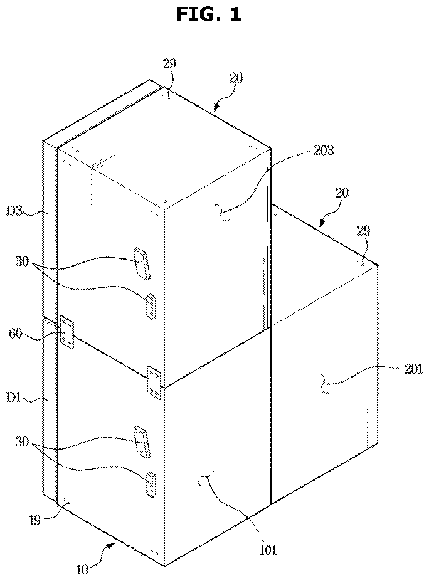 Patent US12422181 Figure 1 – Module refrigerator