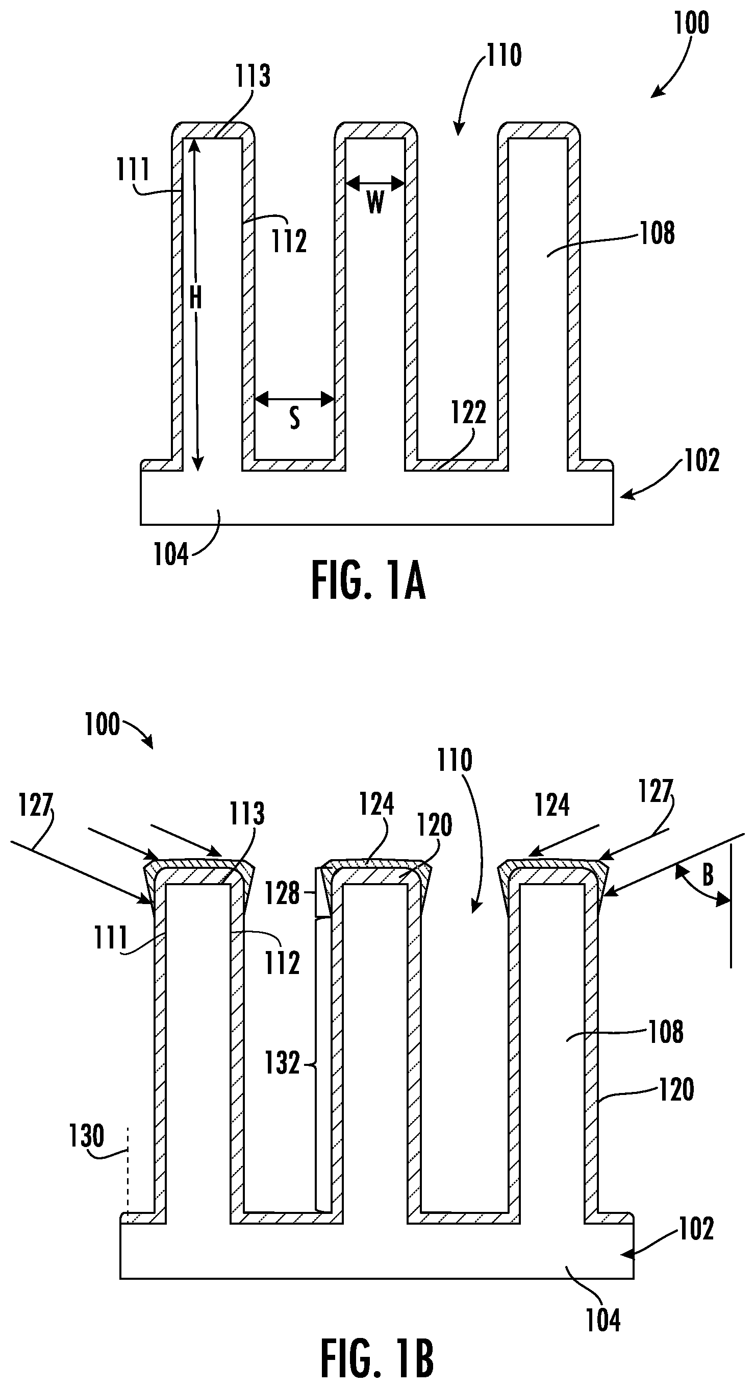Patent US12422210 — Techniques and device structures based upon directional dielectric deposition and bottom-up fill — Figure 1