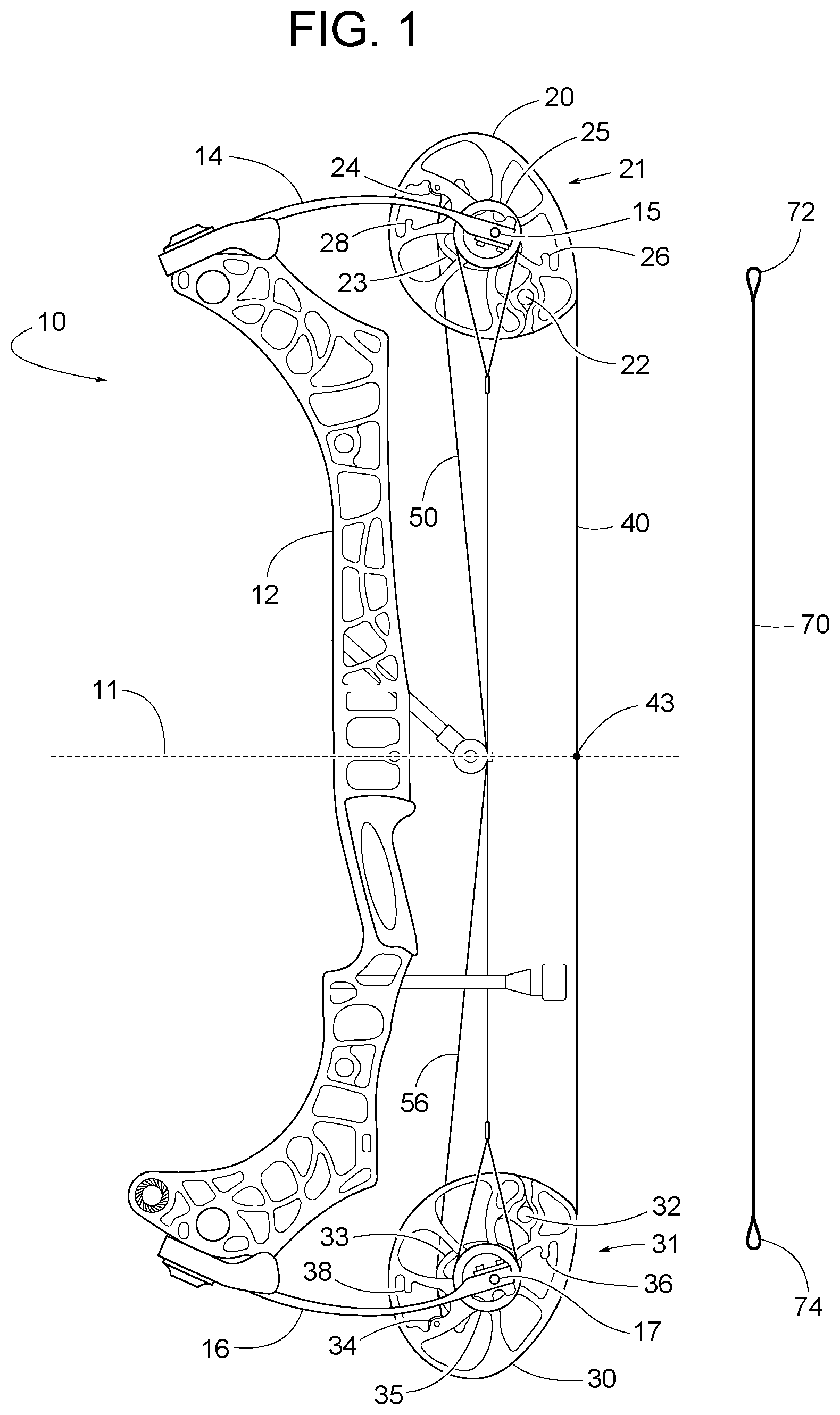 Patent US12422212 — Compound bow with cable change — Figure 1