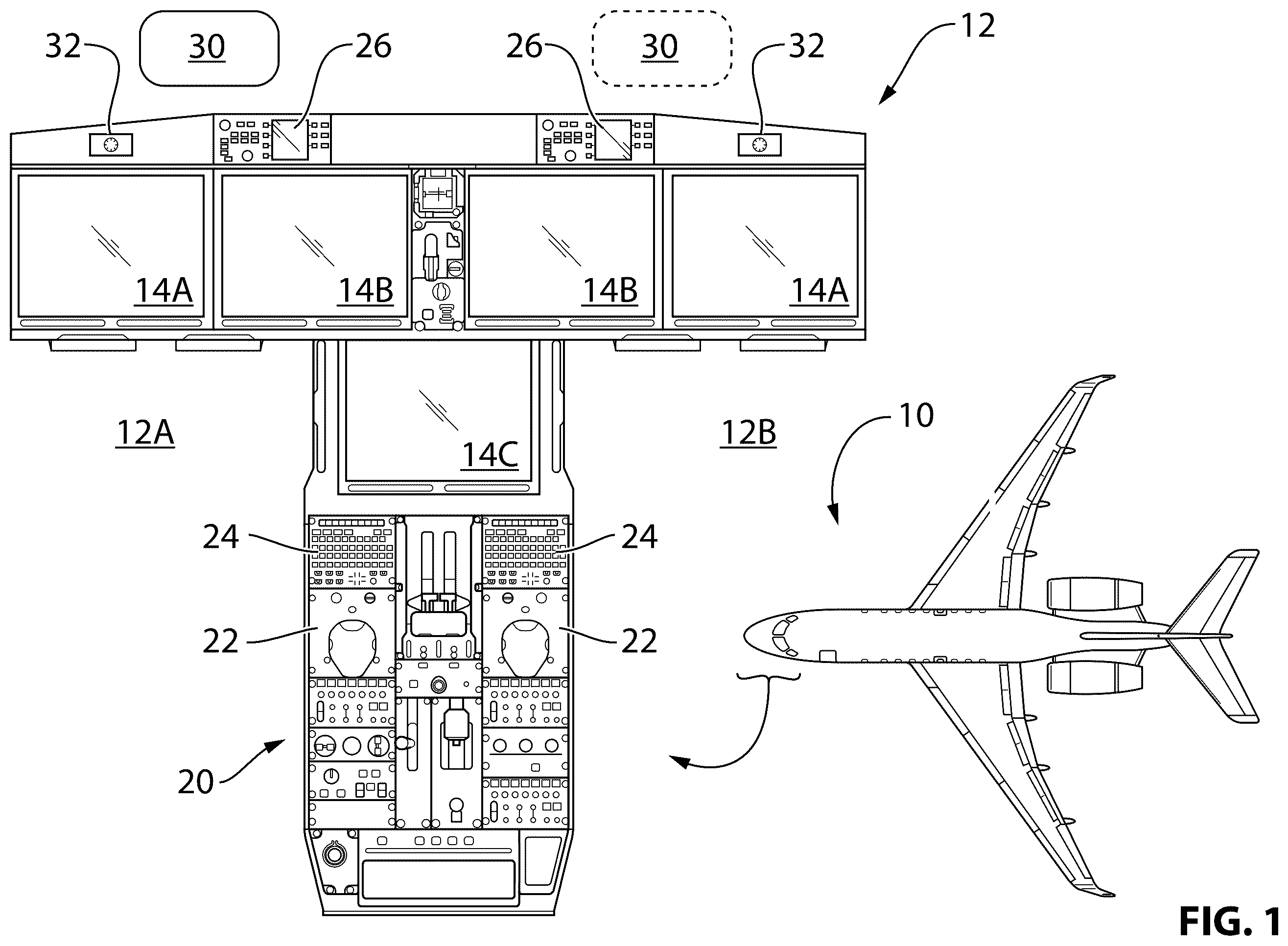 Patent US12422279 Figure 1 – Display systems and methods for aircraft