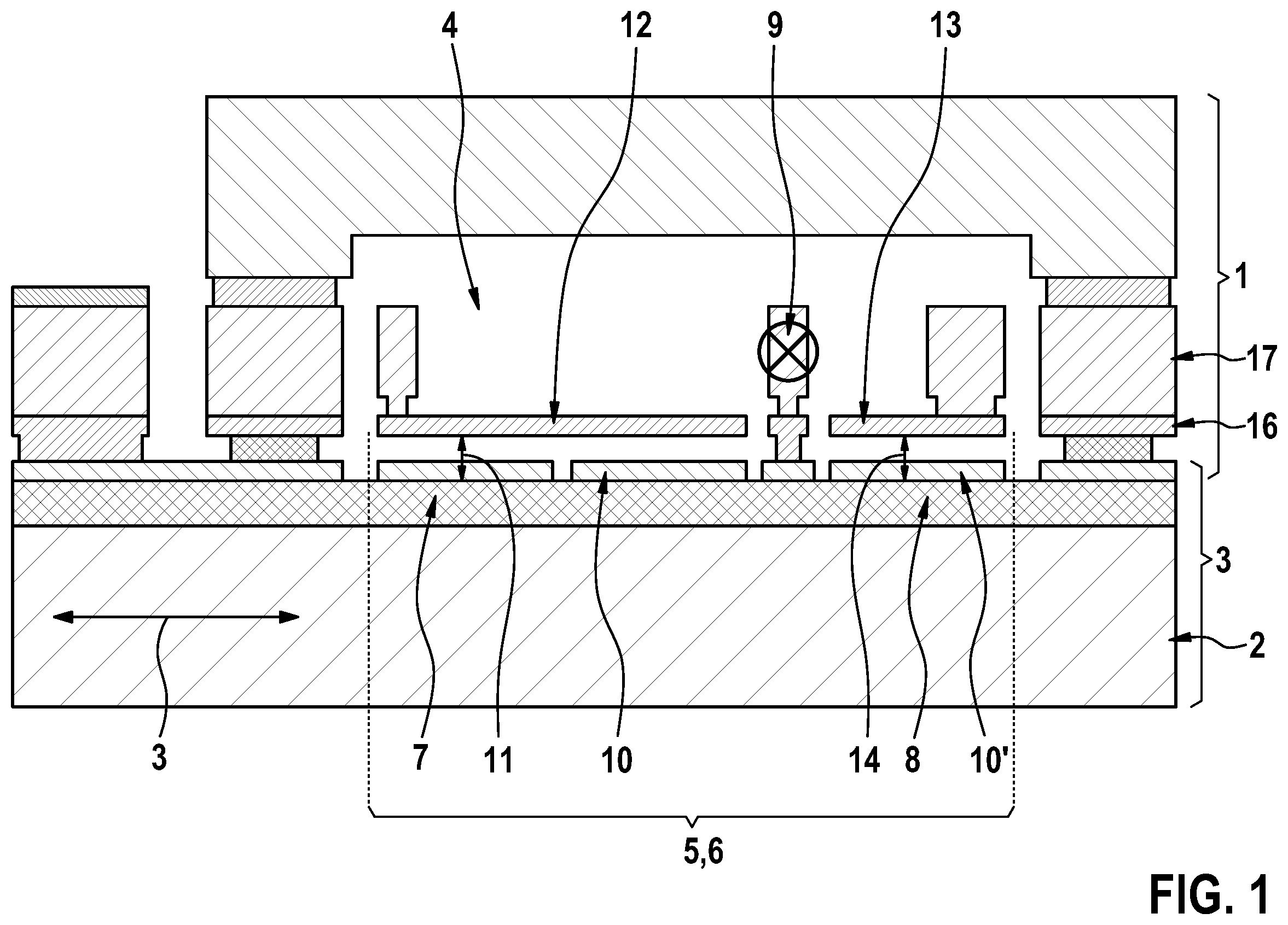 Patent US12422313 — Sensor device for measuring a temperature difference in a computer chip system — Figure 1