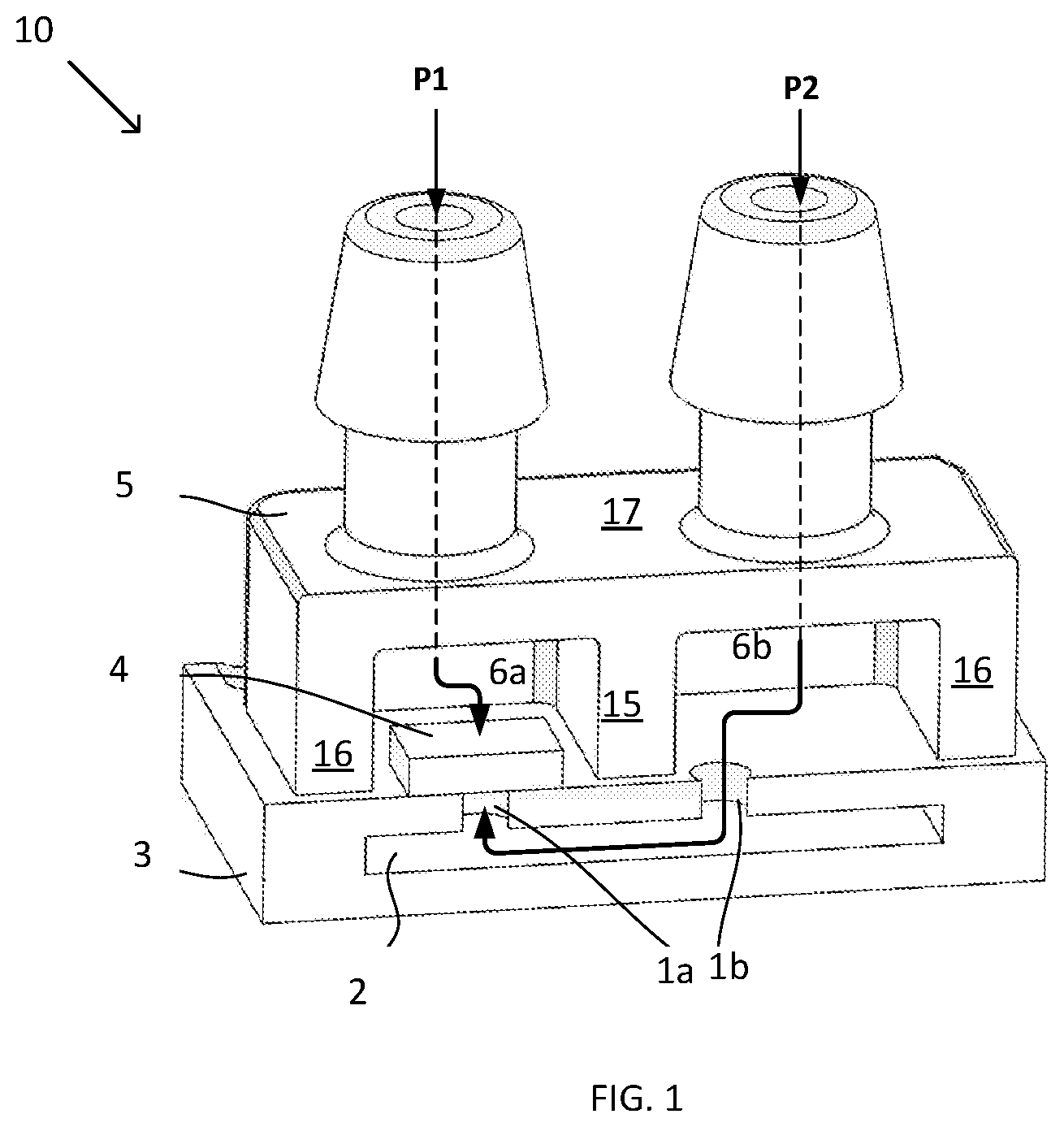Patent US12422325 — Sensor package having a channel integrated within a substrate — Figure 1