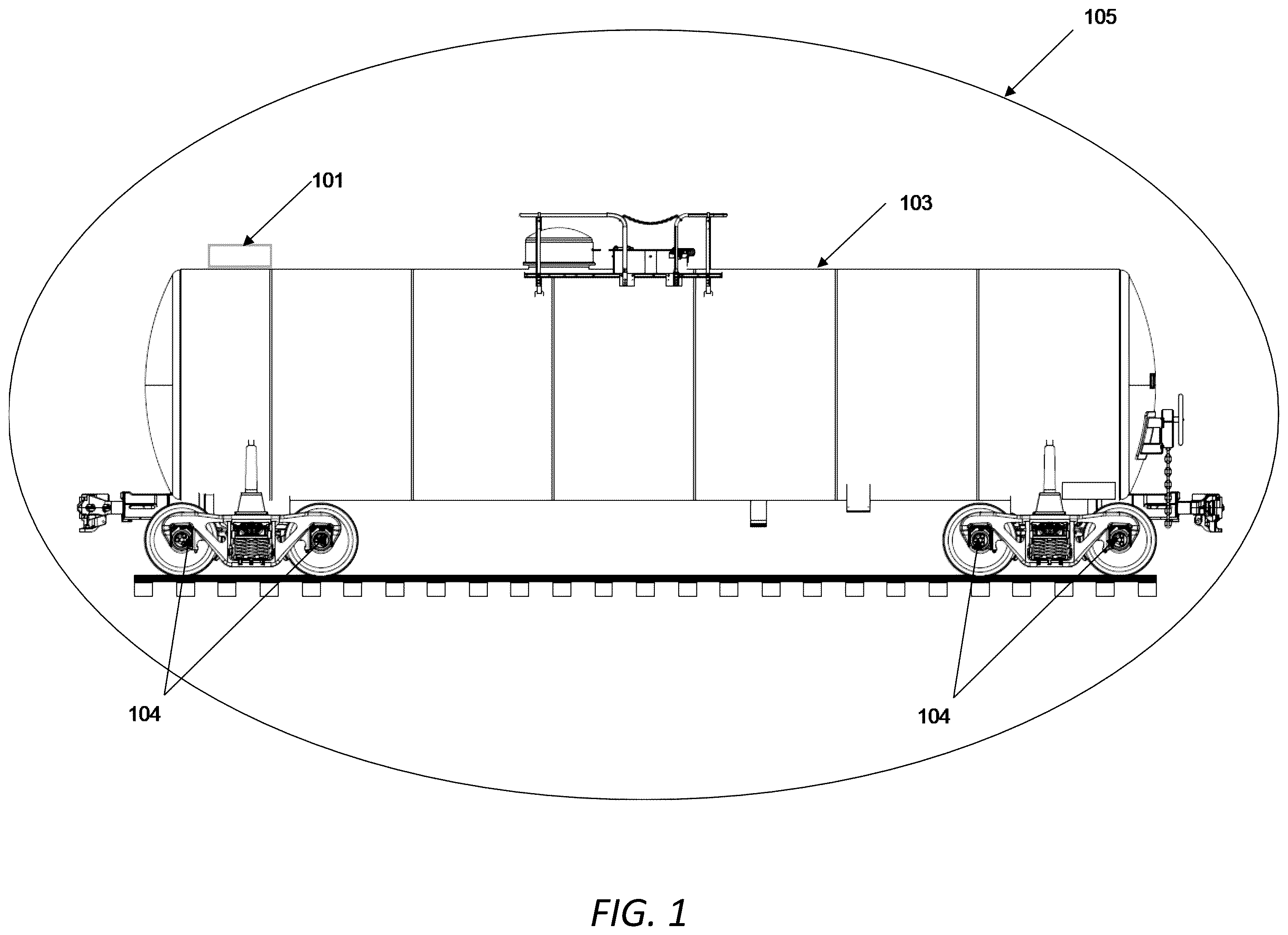 Patent US12422339 — System, method and apparatus for monitoring the health of railcar wheelsets — Figure 1